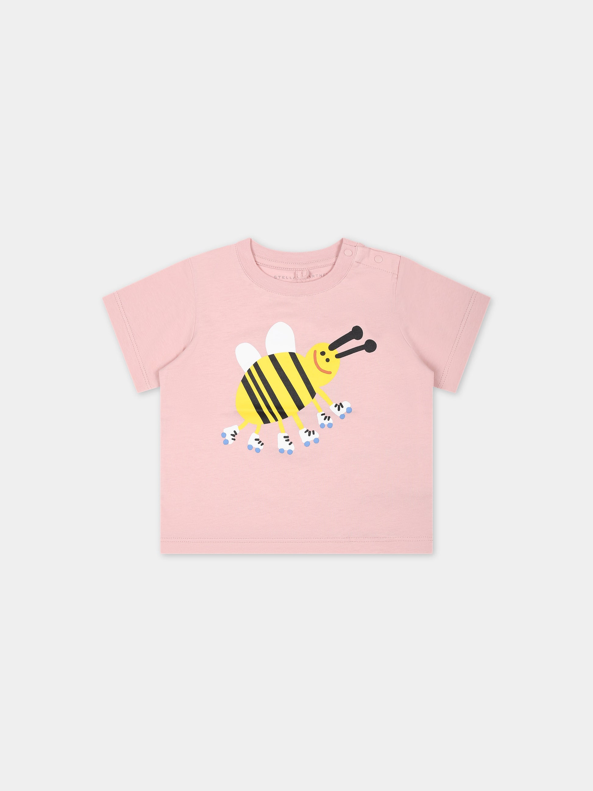 T-shirt rosa per neonata con ape,Stella Mccartney Kids,TU8031 Z0434 517