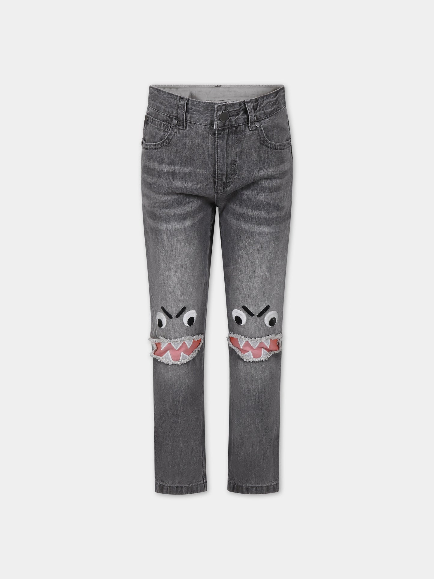 Jeans grigio per neonato con squalo,Stella Mccartney Kids,TU6R10 Z0746 907