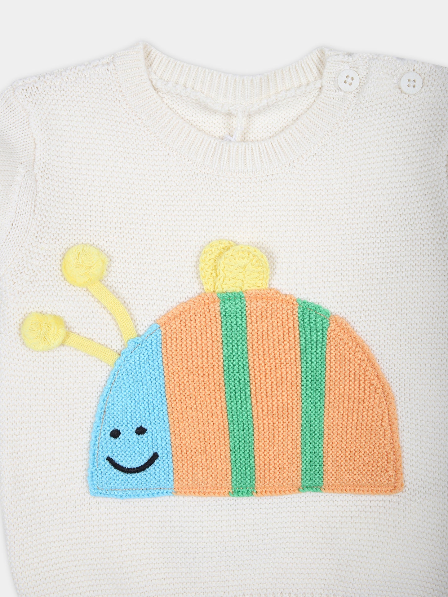 Maglione avorio per neonati con coccinella,Stella Mccartney Kids,TU9550 Z1877 101