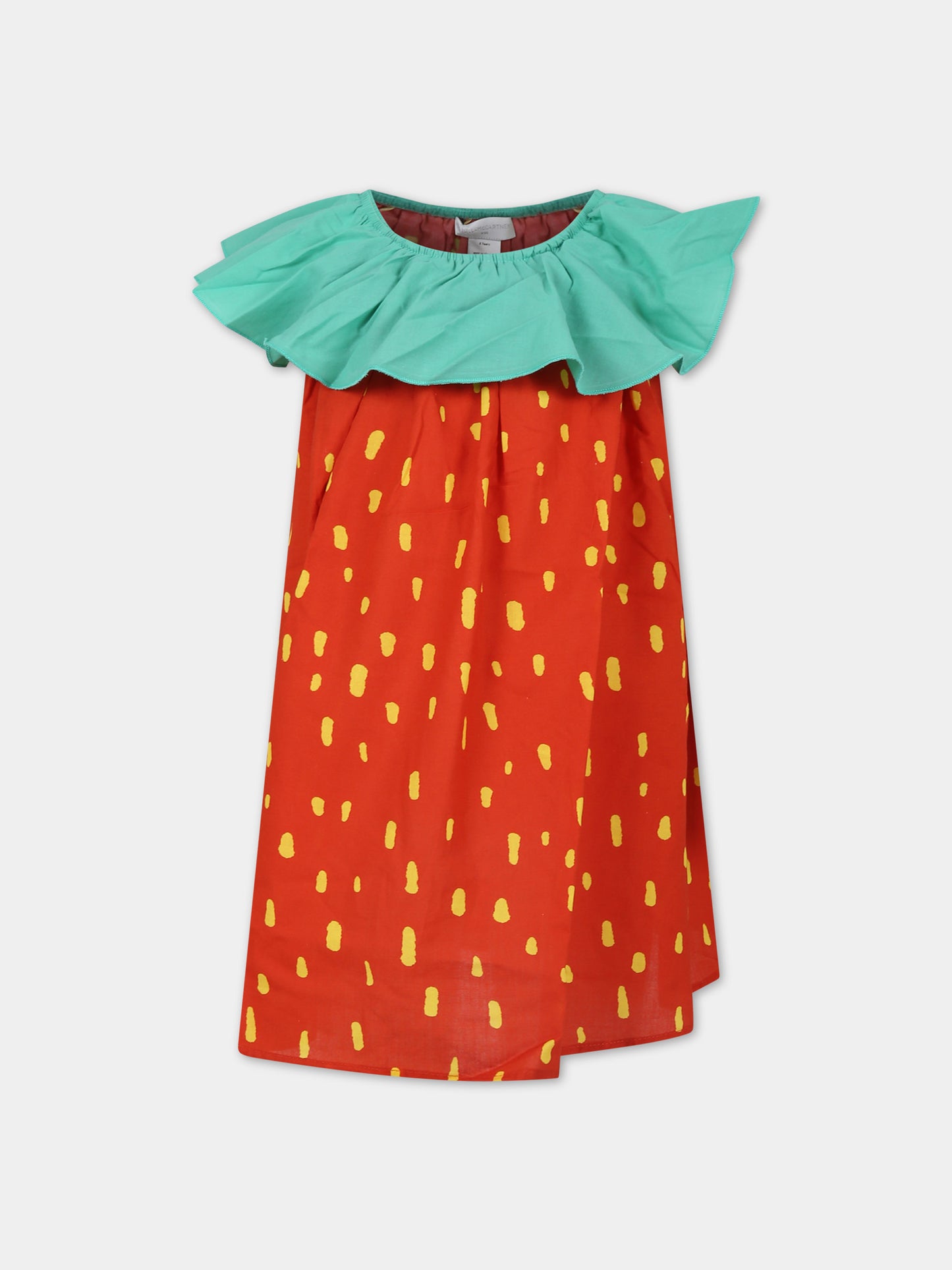 Vestito rosso per bambina con stampa all-over,Stella Mccartney Kids,TU1D52 Z1588 421GL