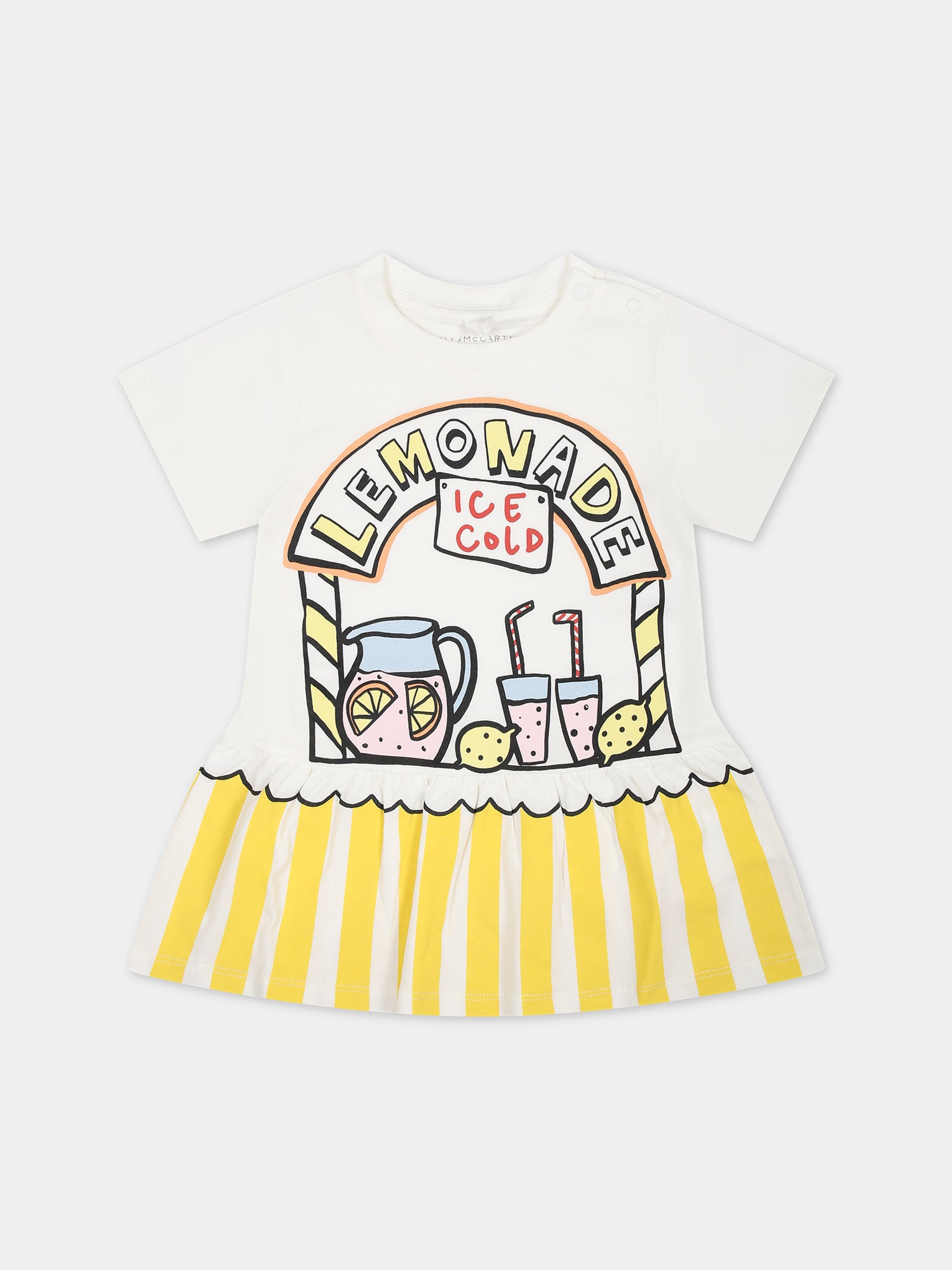 Vestito bianco per neonata con stampa multicolor,Stella Mccartney Kids,TU1011 Z0434 101