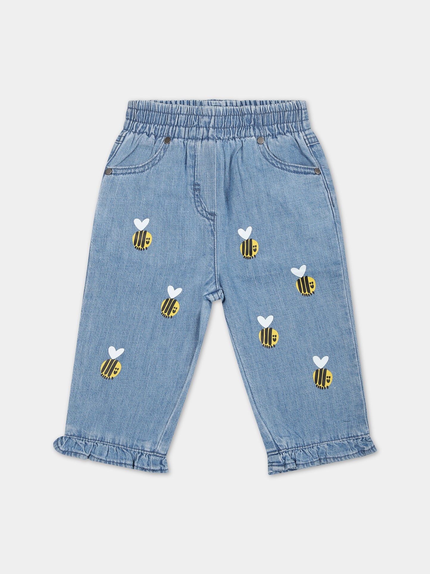 Jeans blu per neonata con api,Stella Mccartney Kids,TU6150 Z1791 601MC