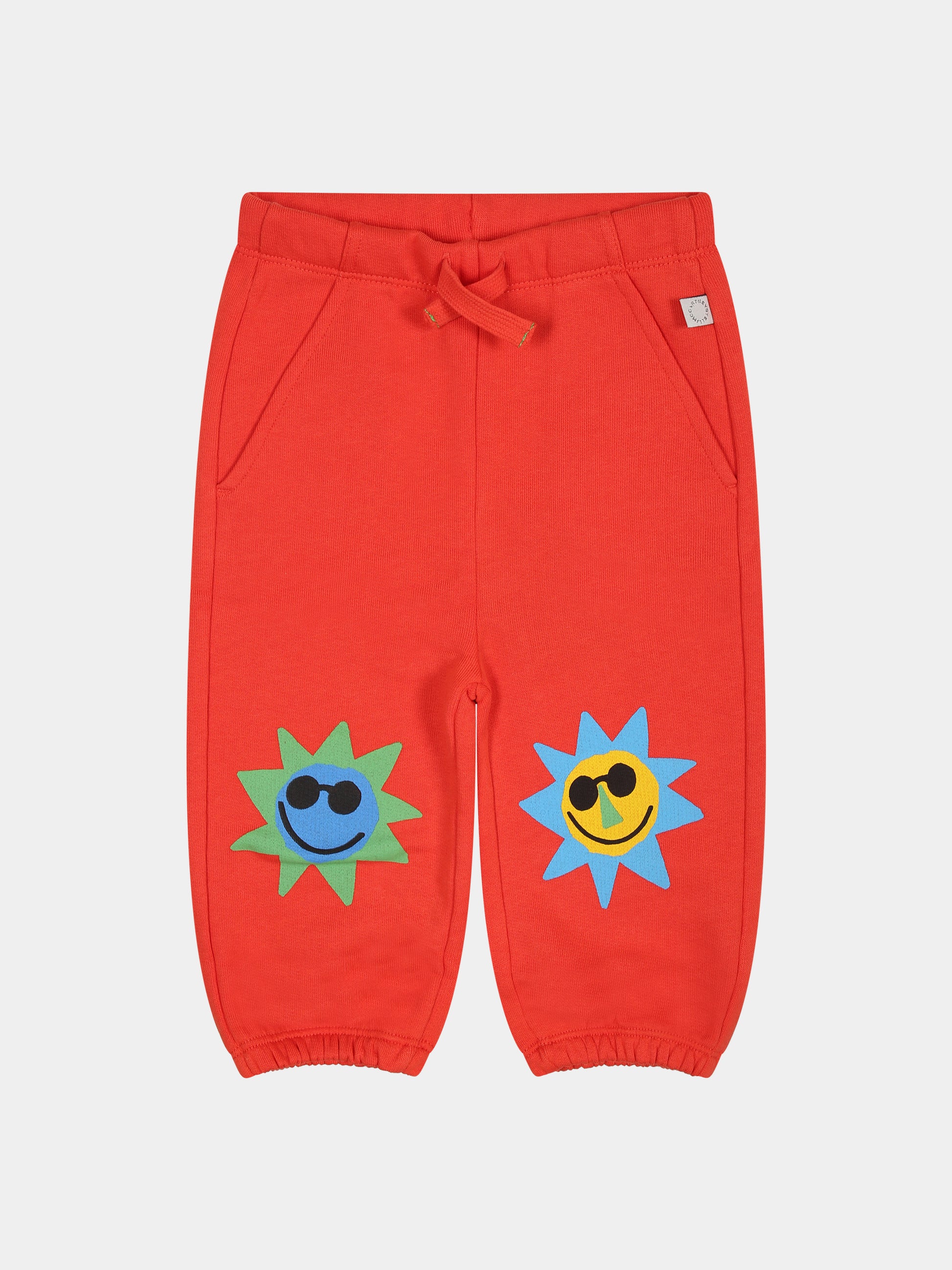 Pantaloni rossi per neonato con stampa sole,Stella Mccartney Kids,TU6550 Z0499 421