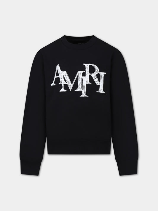 Felpa nera per bambini con logo,Amiri,PS24KJL024 001