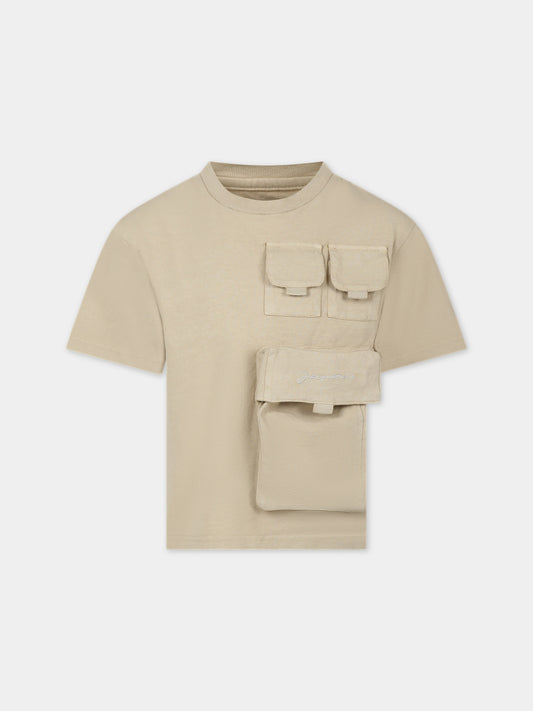 T-shirt 'Bolso' beige per bambini con tasche,Jacquemus,Q00009 277