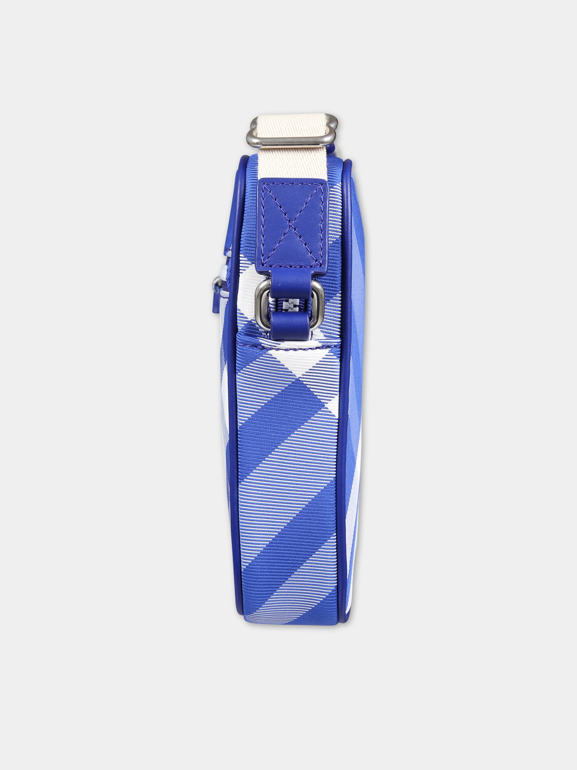 Borsa blu per bambini con check,Burberry Kids,8078298 B7369