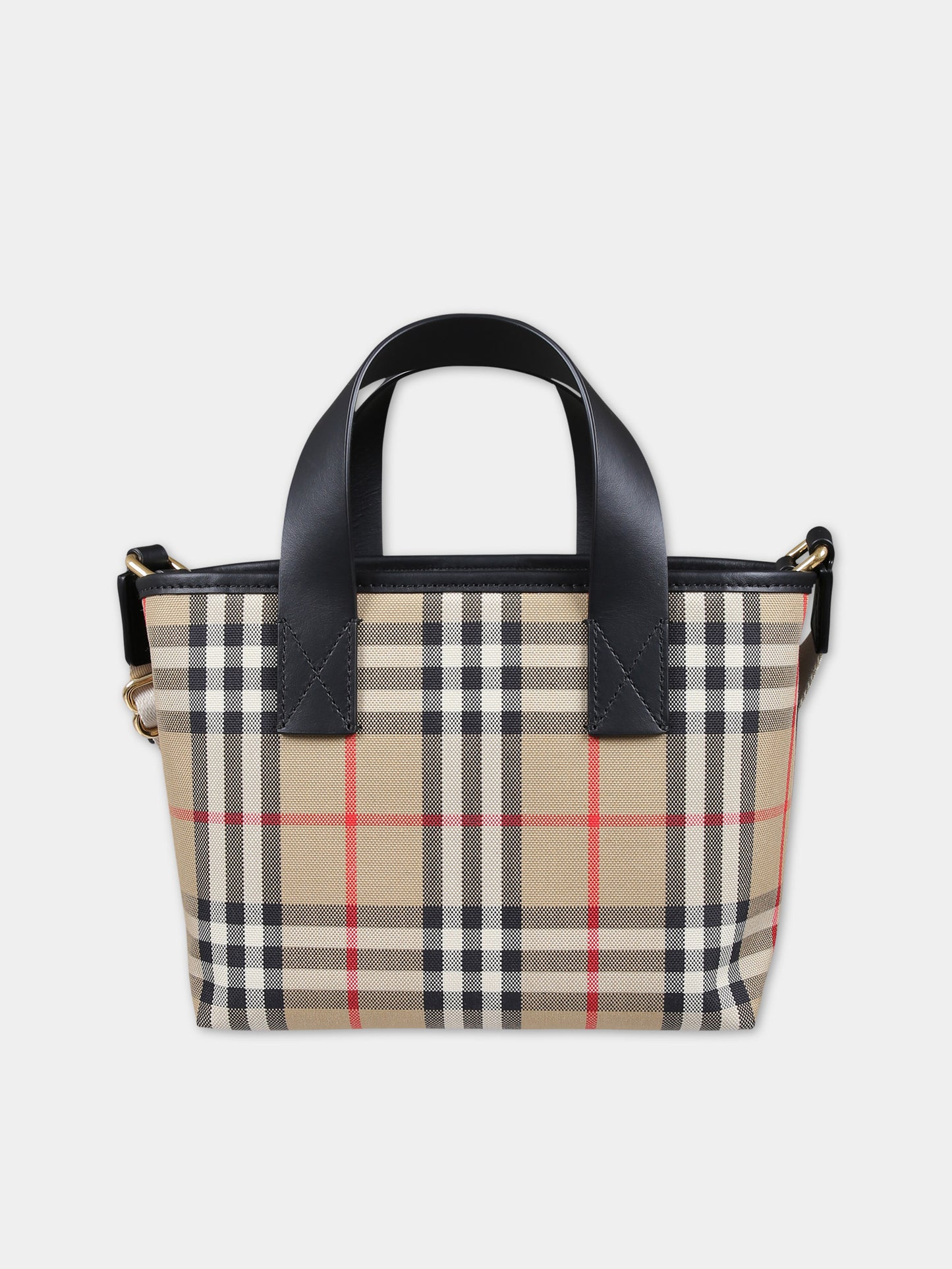 Borsa beige per bambina con check vintage,Burberry Kids,8078246 A7028