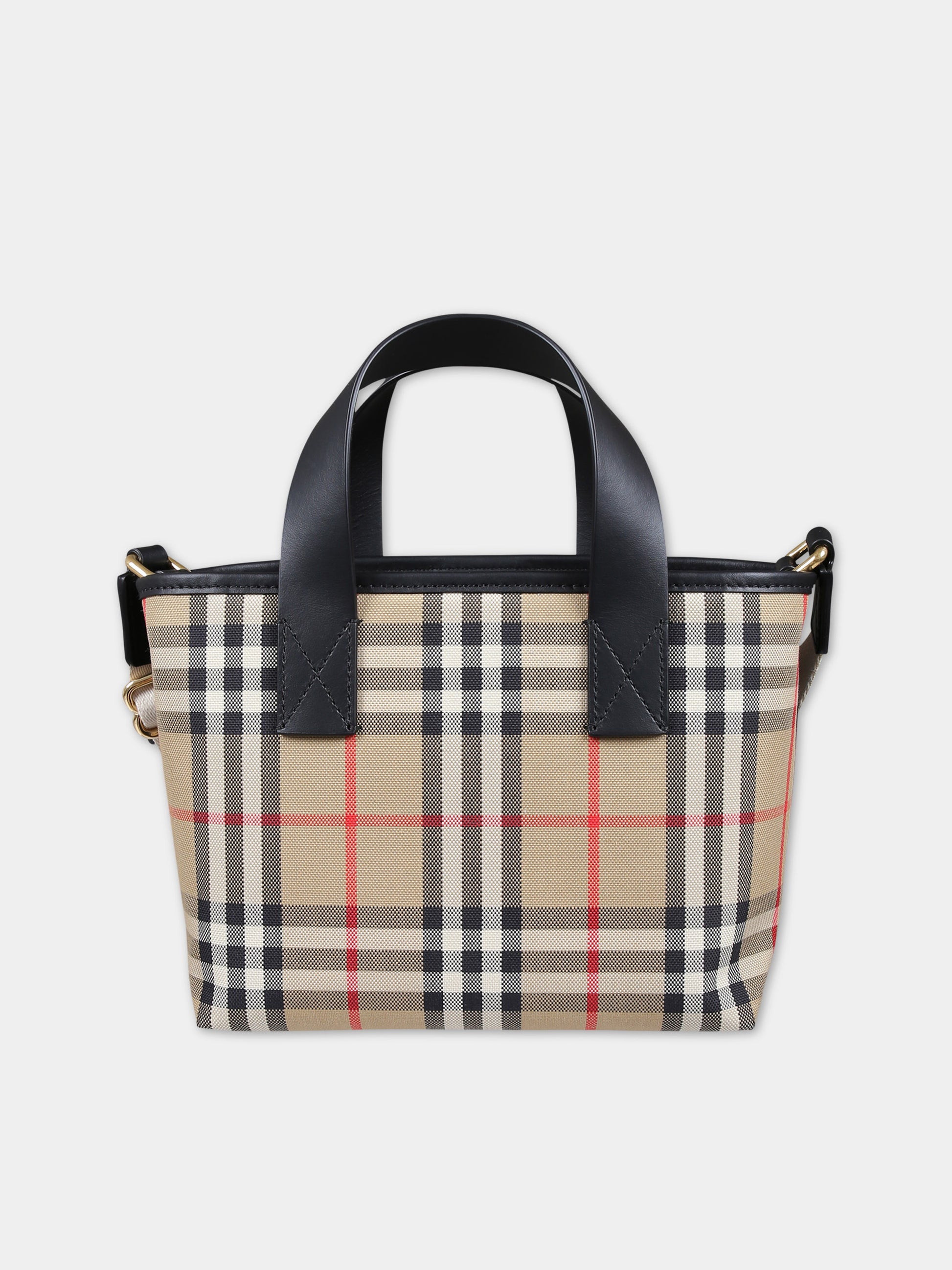 Borsa beige per bambina con check vintage,Burberry Kids,8078246 A7028
