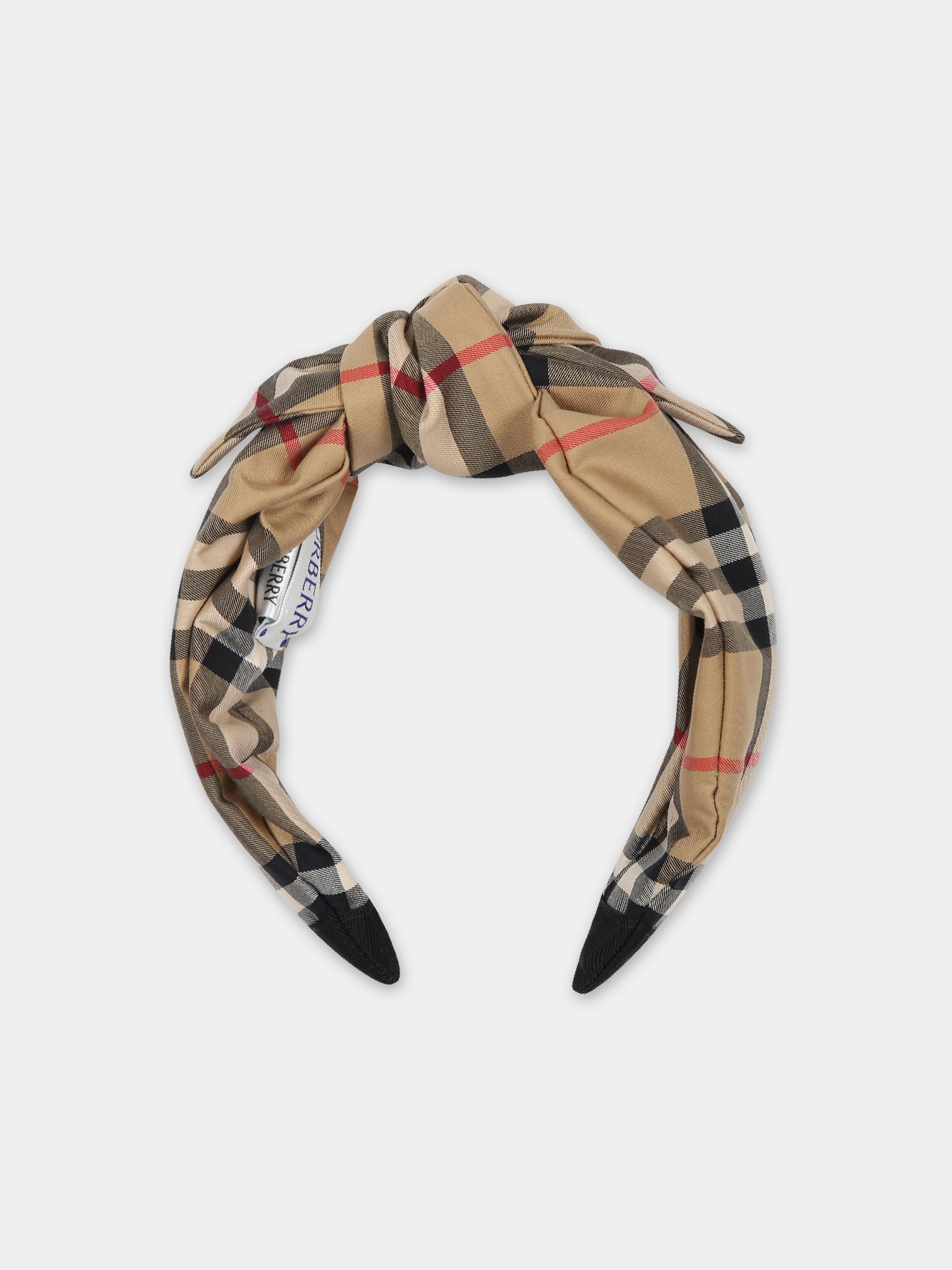 Cerchietto beige per bambina con con iconico check vintage,Burberry Kids,8078553 A8731