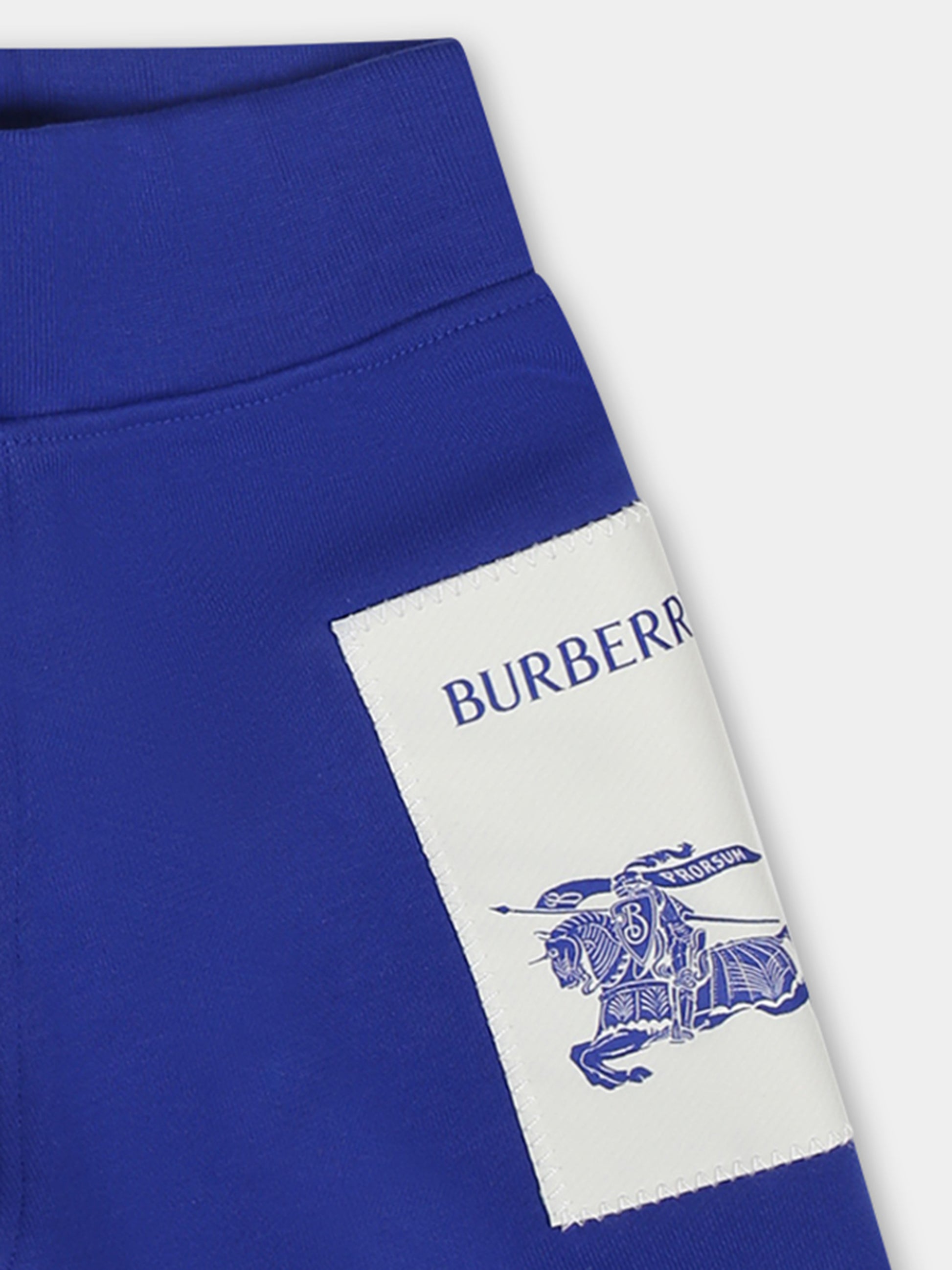 Pantaloni blu per neonato con logo e cavaliere equestre,Burberry Kids,8078580 B7323