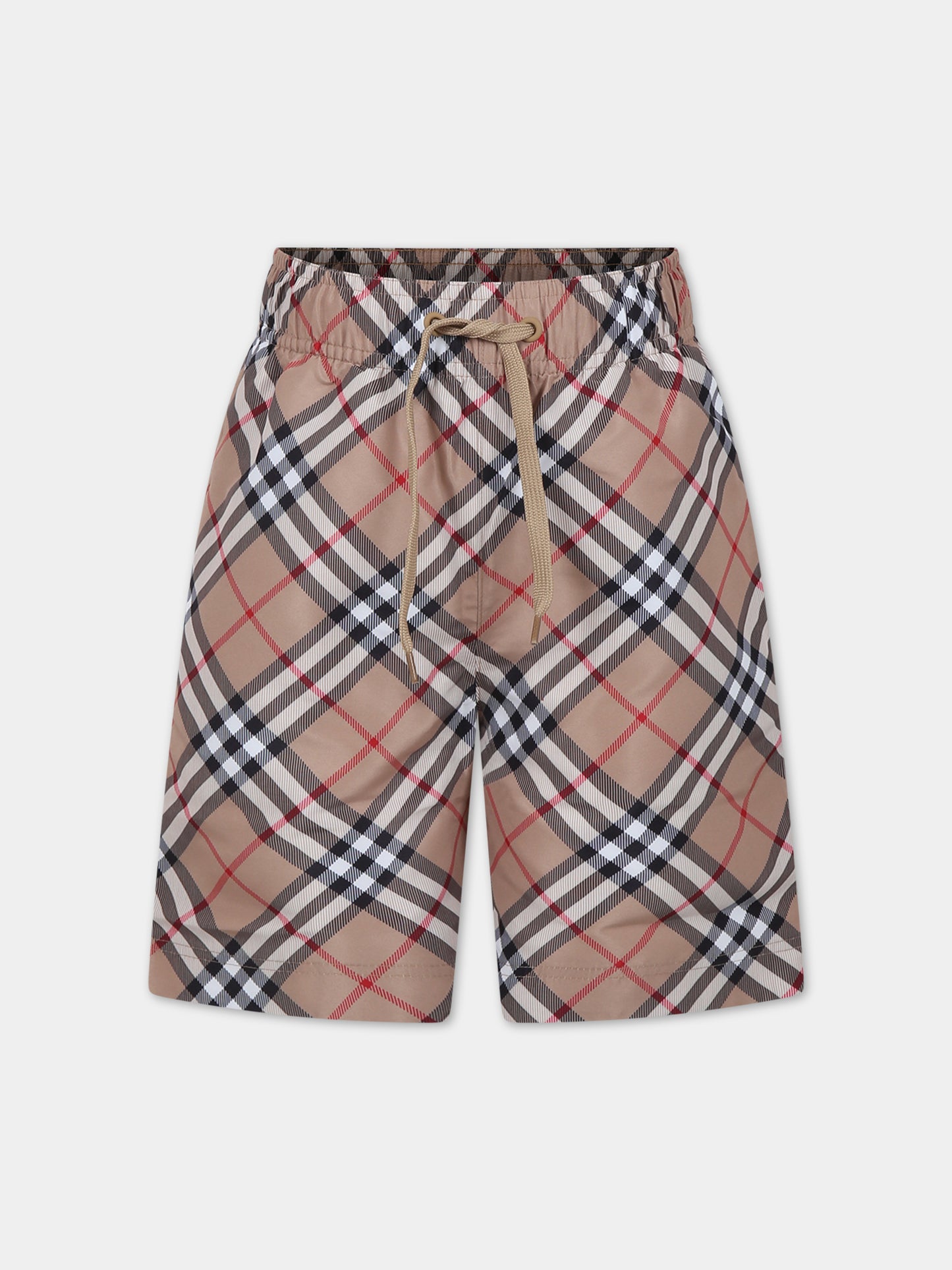 Boxer mare beige per bambino con iconico check vintage,Burberry Kids,8078256 A7028