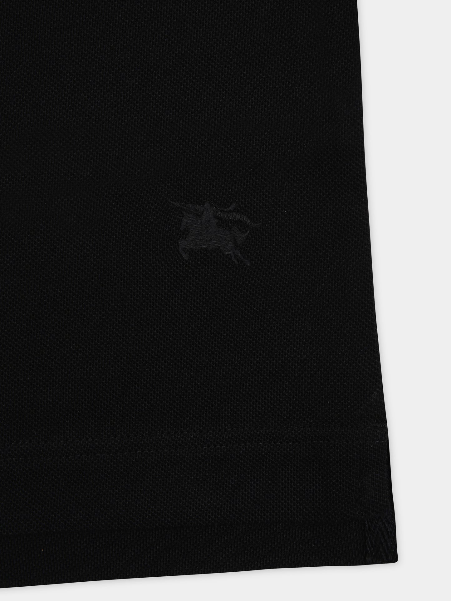 Polo nera per neonato con check vintage sul colletto,Burberry Kids,8078568 A1189