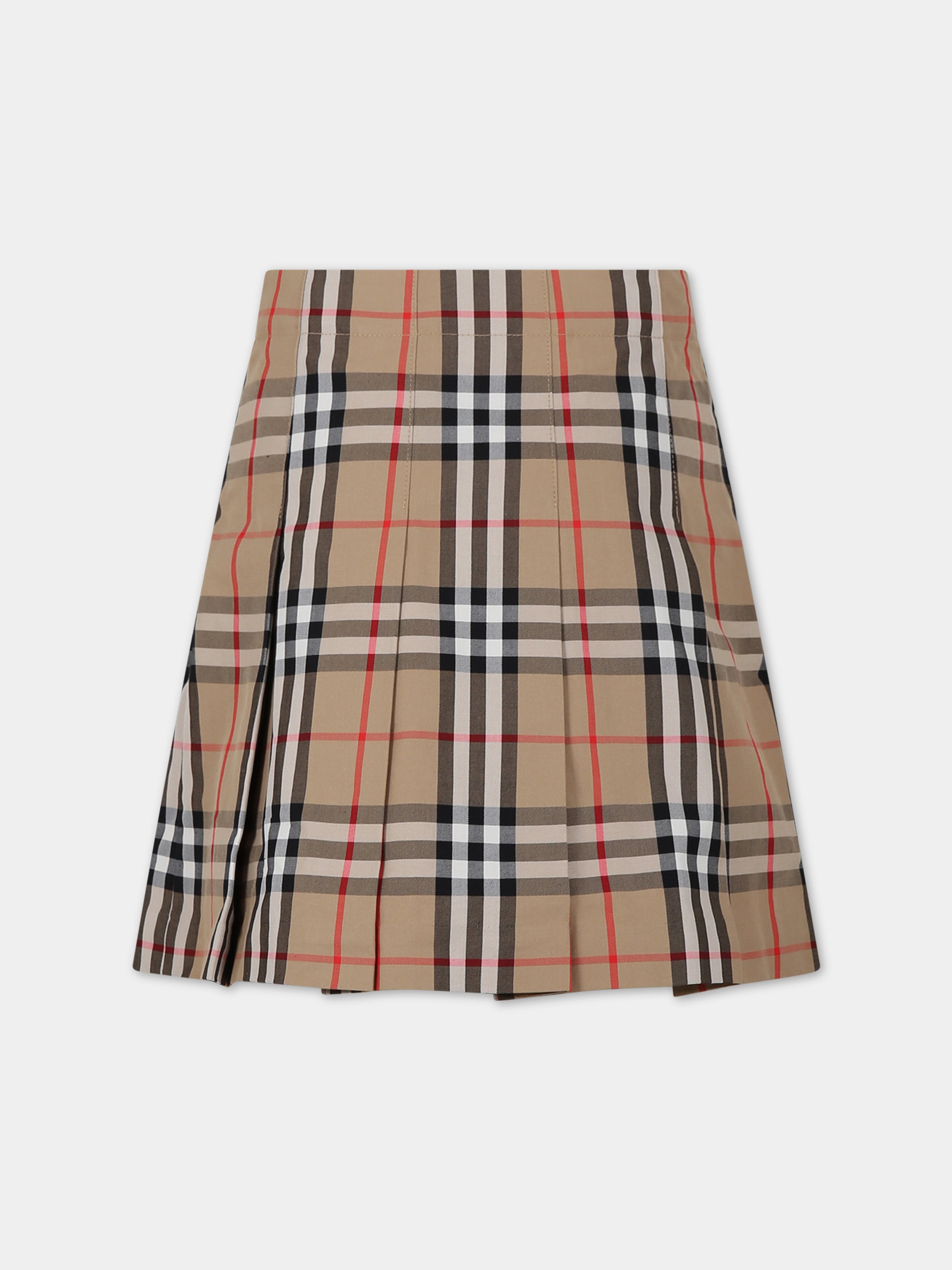 Gonna beige per bambina con iconico check vintage all-over,Burberry Kids,8073001 A7028