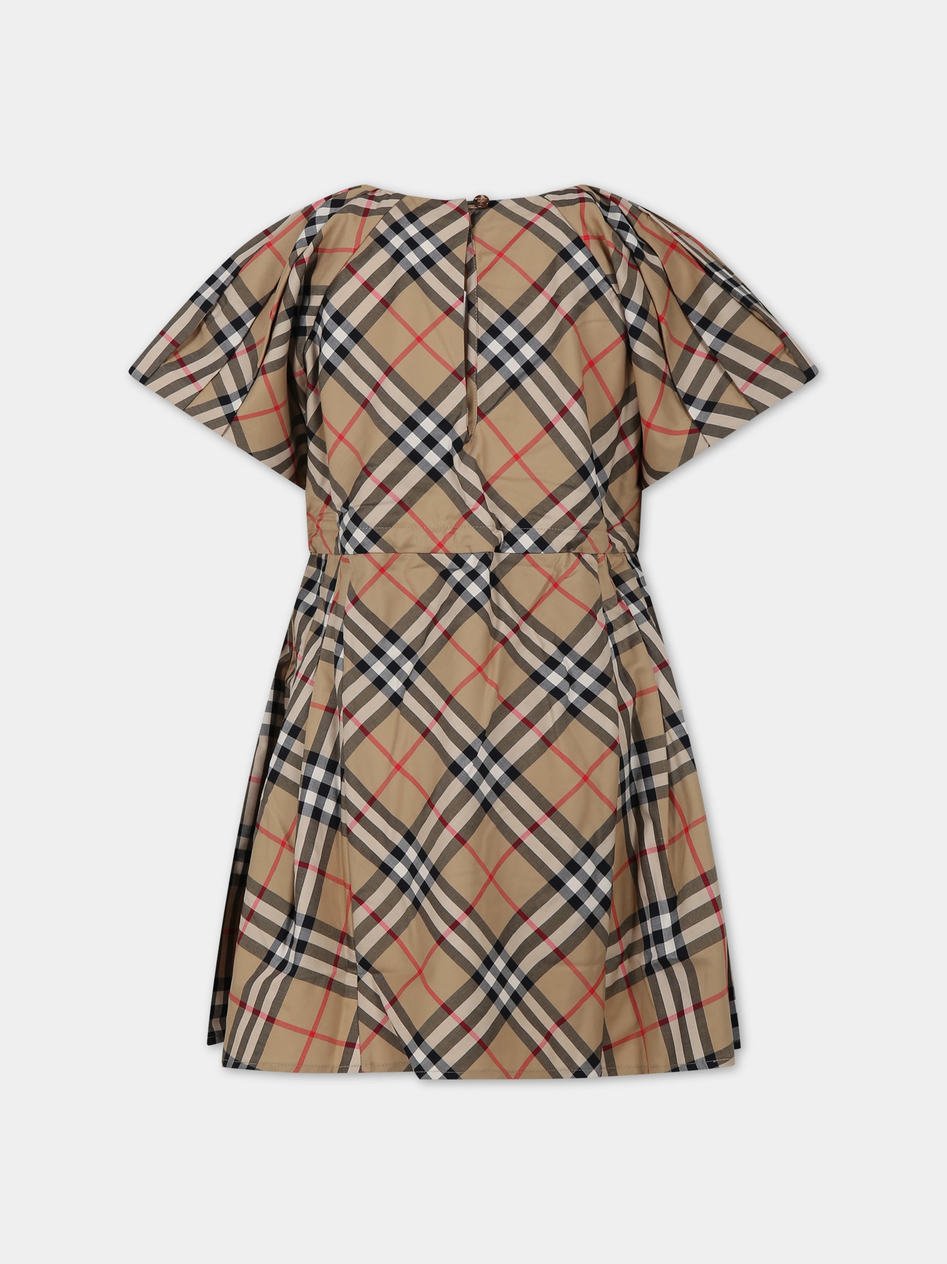 Vestito beige per bambina con iconico check vintage all-over,Burberry Kids,8078340 A7028
