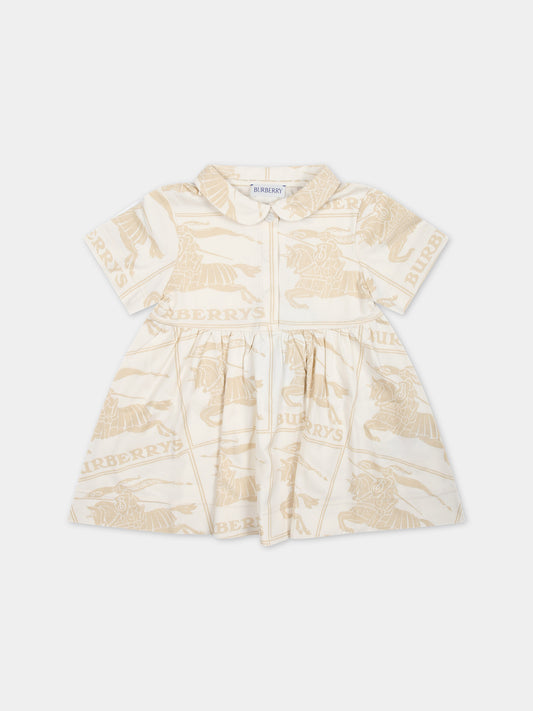 Vestito avorio per neonata con logo all-over,Burberry Kids,8078492 A7905