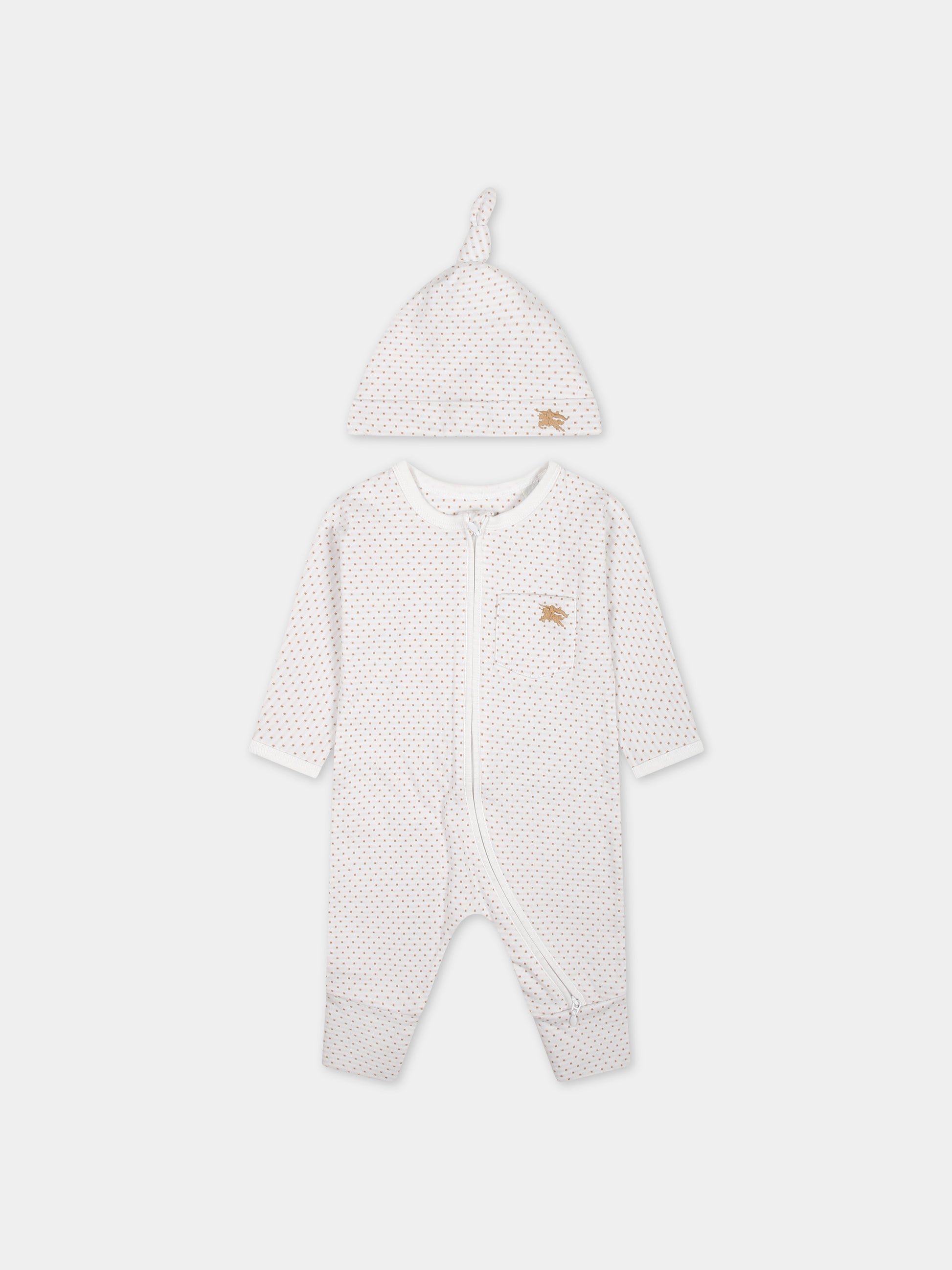 Set bianco per neonati con pois e logo,Burberry Kids,8078864 A7168