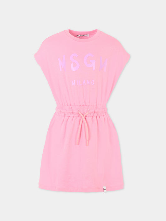 Vestito rosa per bambina con logo,Msgm Kids,MS029327 042