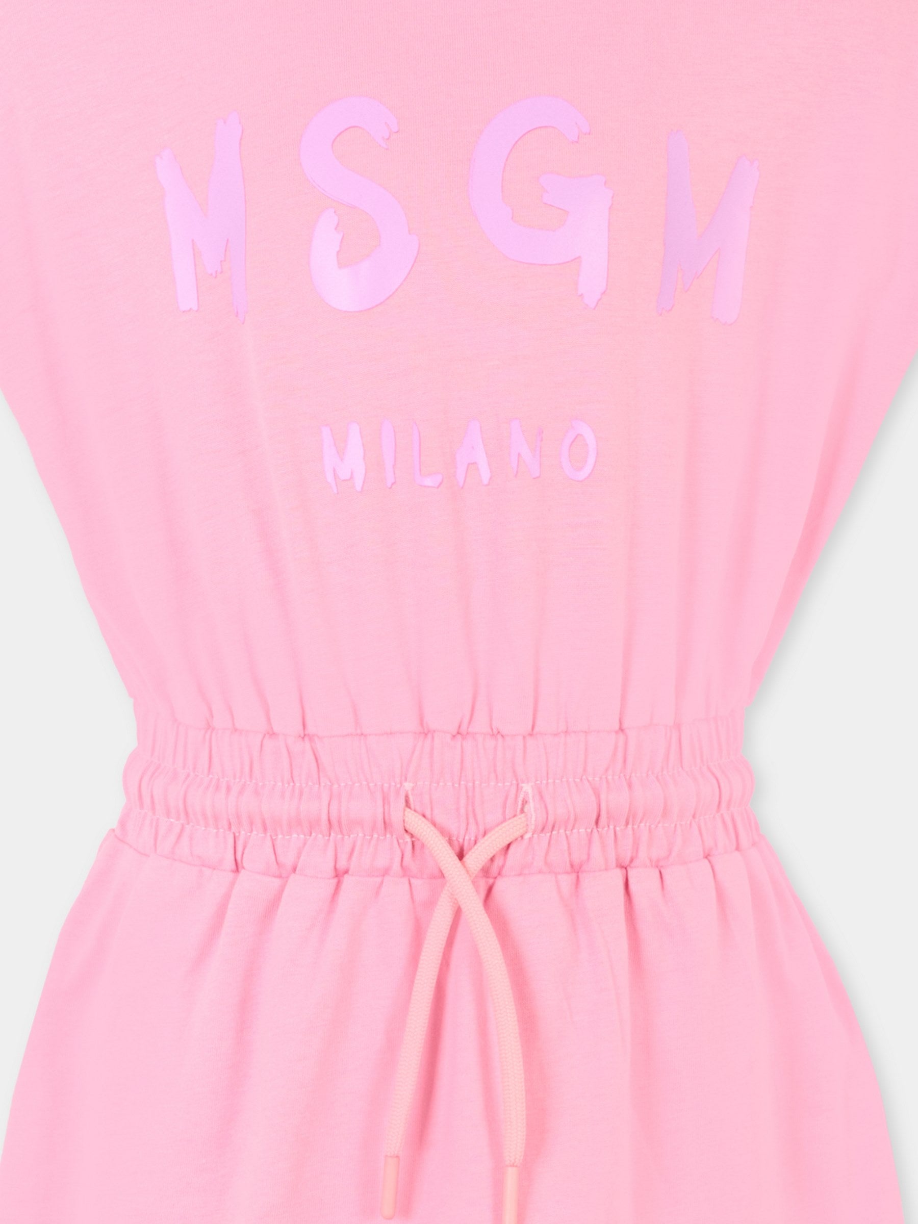 Vestito rosa per bambina con logo,Msgm Kids,MS029327 042