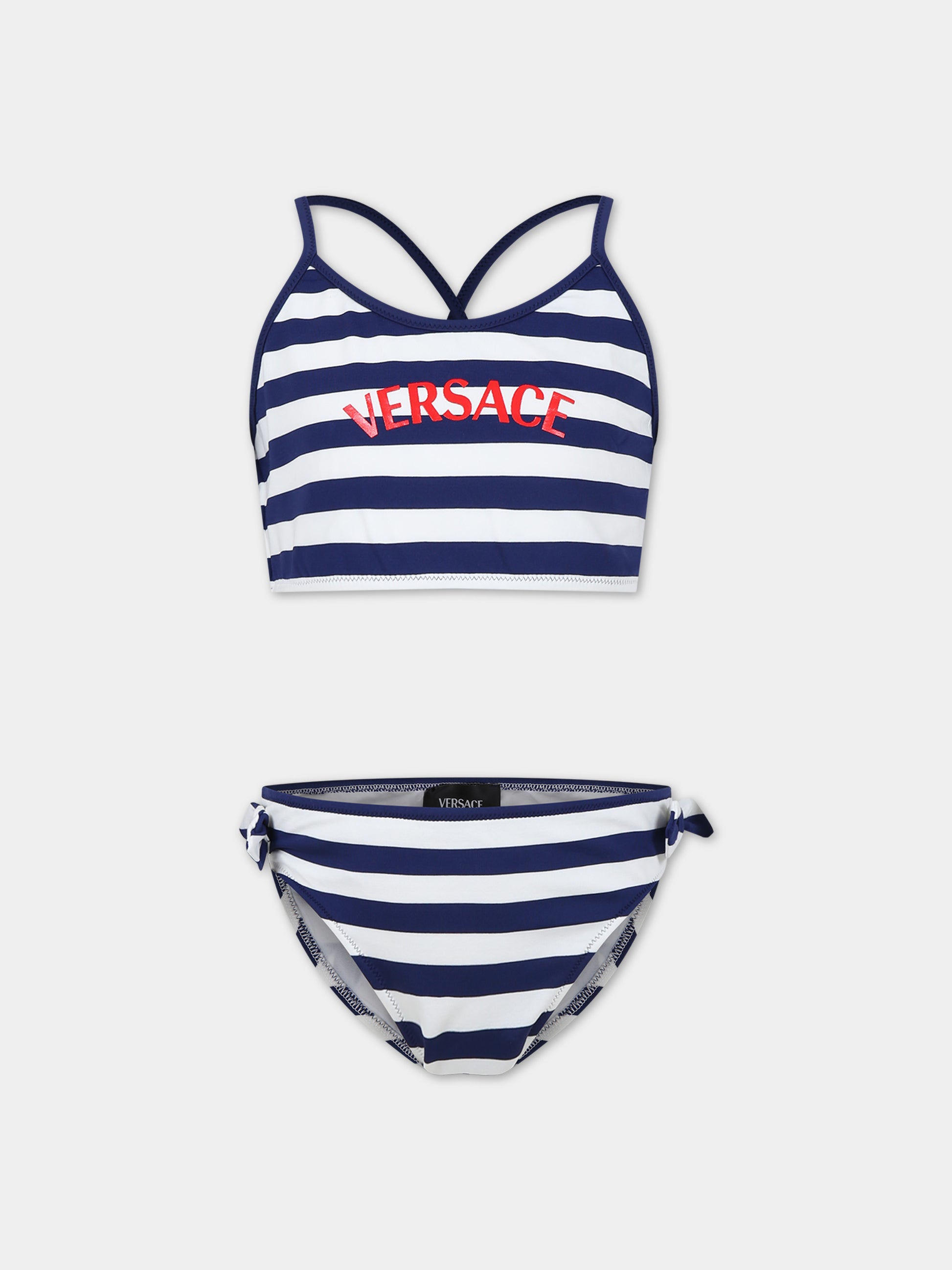 Bikini multicolor per bambina con logo,Versace,1014093 1A10010 2W300