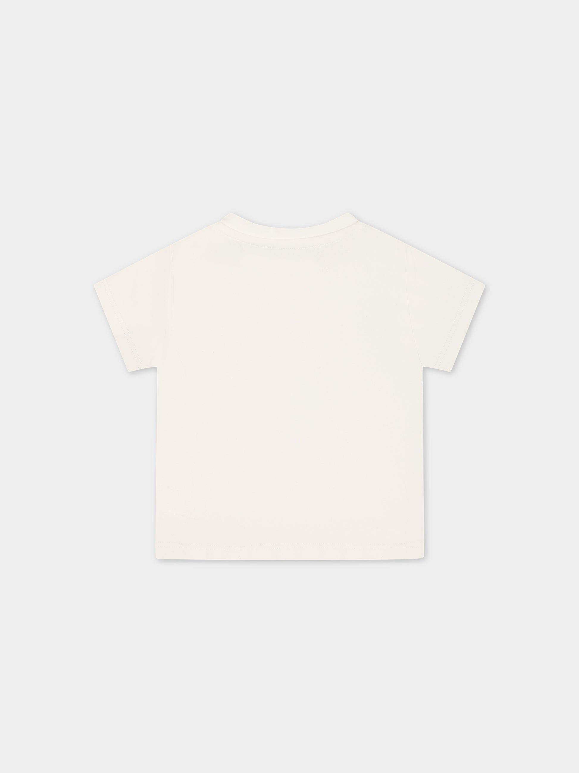 T-shirt bianca per neonata con stampa logo,Versace,1000152 1A09975 2W070