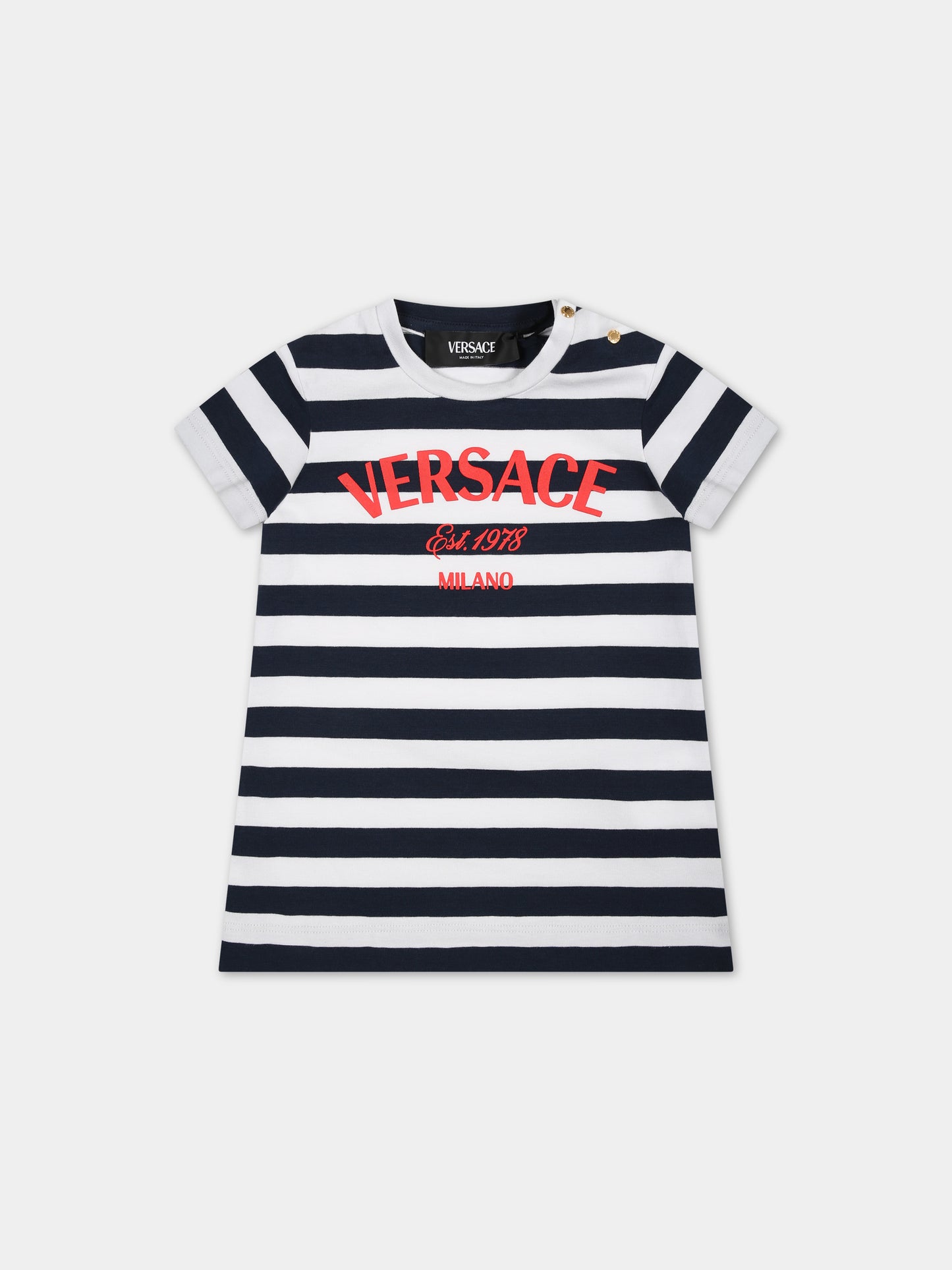 Vestito multicolor per neonata con logo,Versace,1014010 1A09954 6UA30