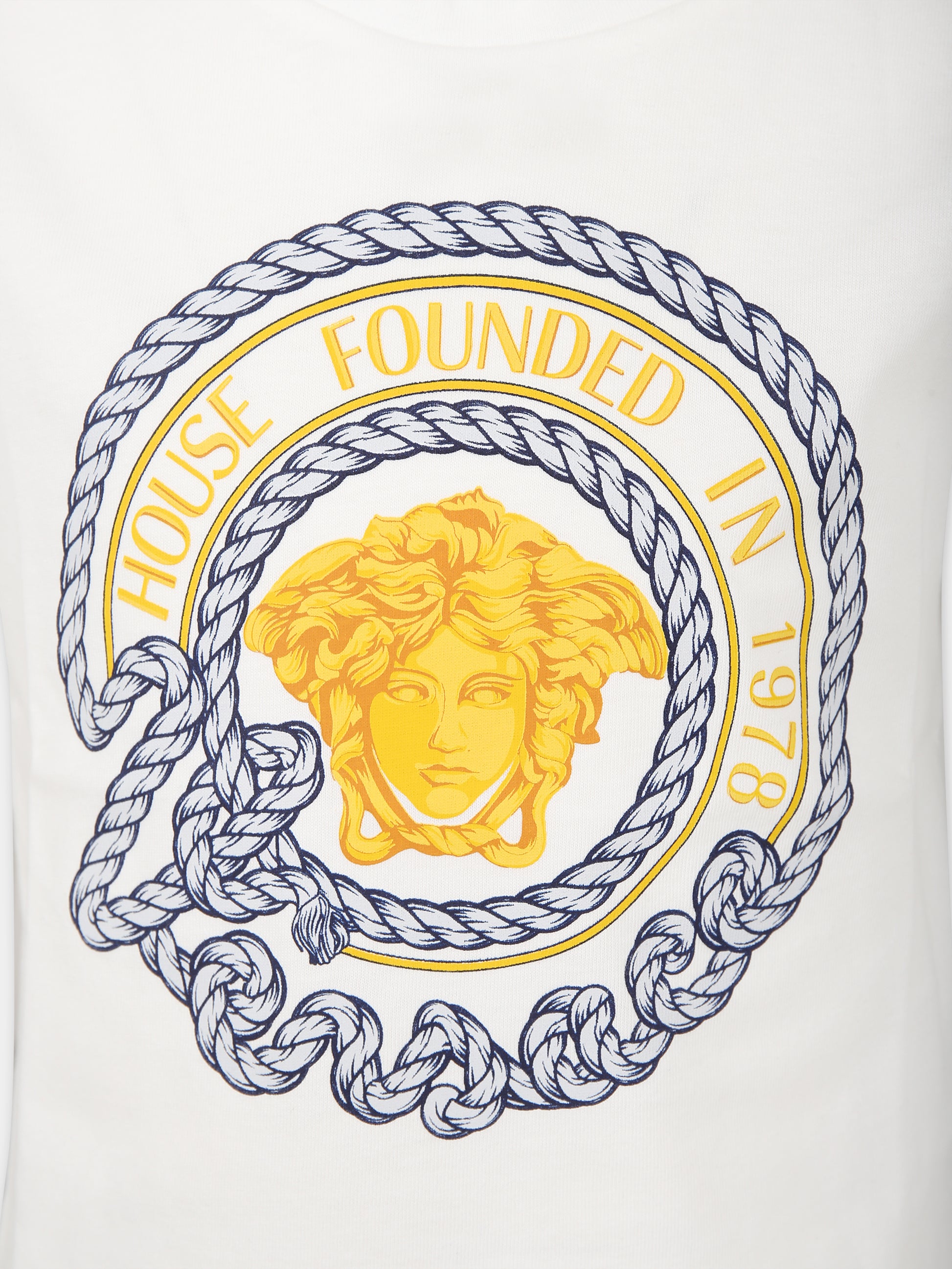 T-shirt bianca per bambino con stampa ancora,Versace,1000129 1A09841 2W070