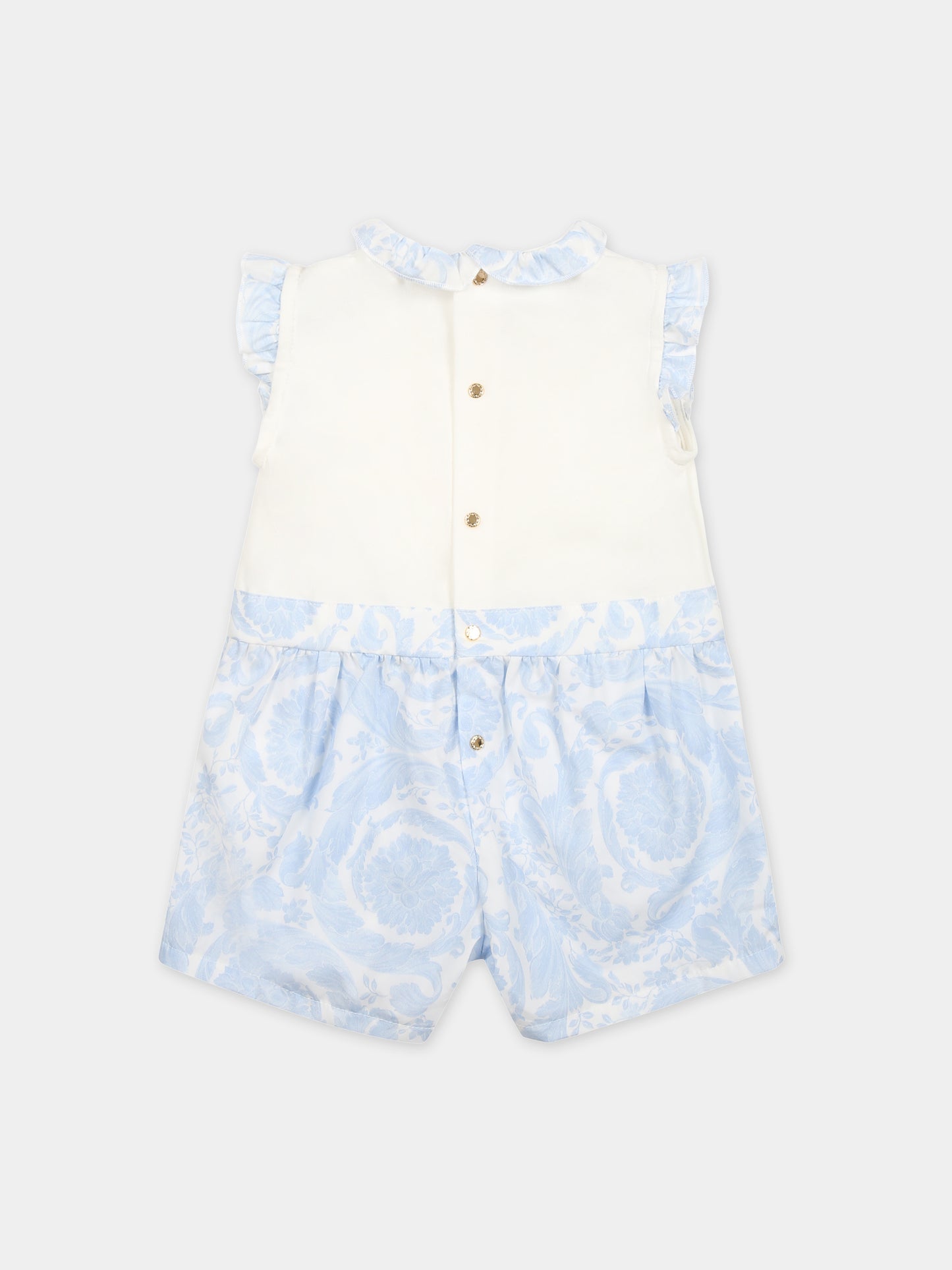 Pagliaccetto celeste per neonato con stampa barocco,Versace,1012727 1A09531 2WK10