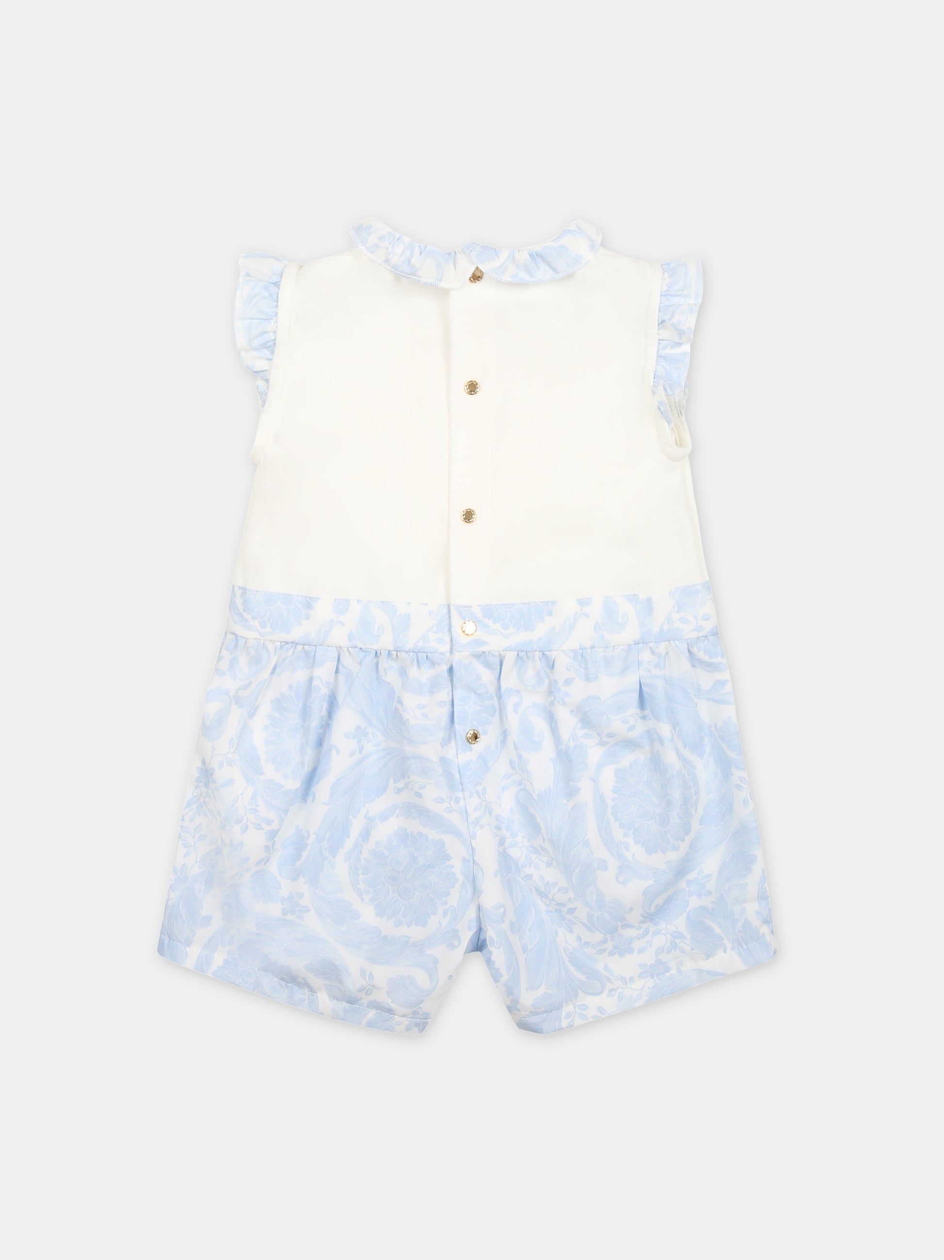 Pagliaccetto celeste per neonato con stampa barocco,Versace,1012727 1A09531 2WK10