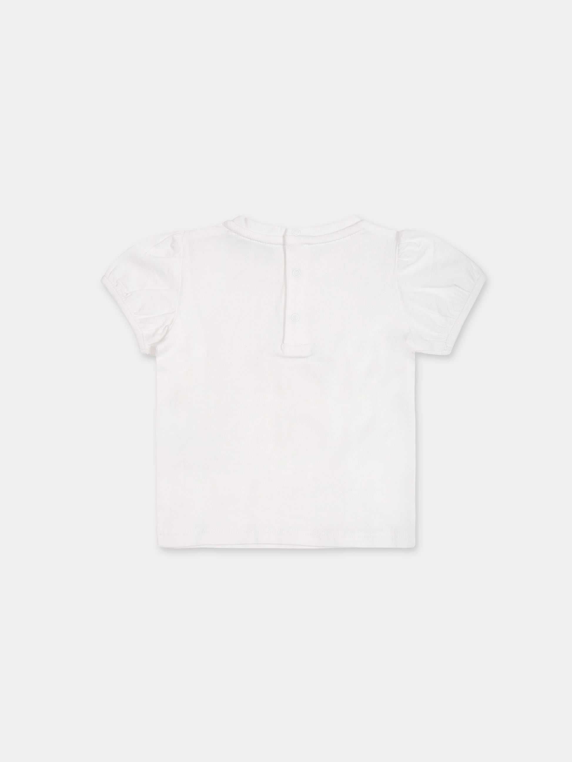 T-shirt bianca per neonata con Teddy Bear e logo,Moschino Kids,MHM02B LBA34 10101