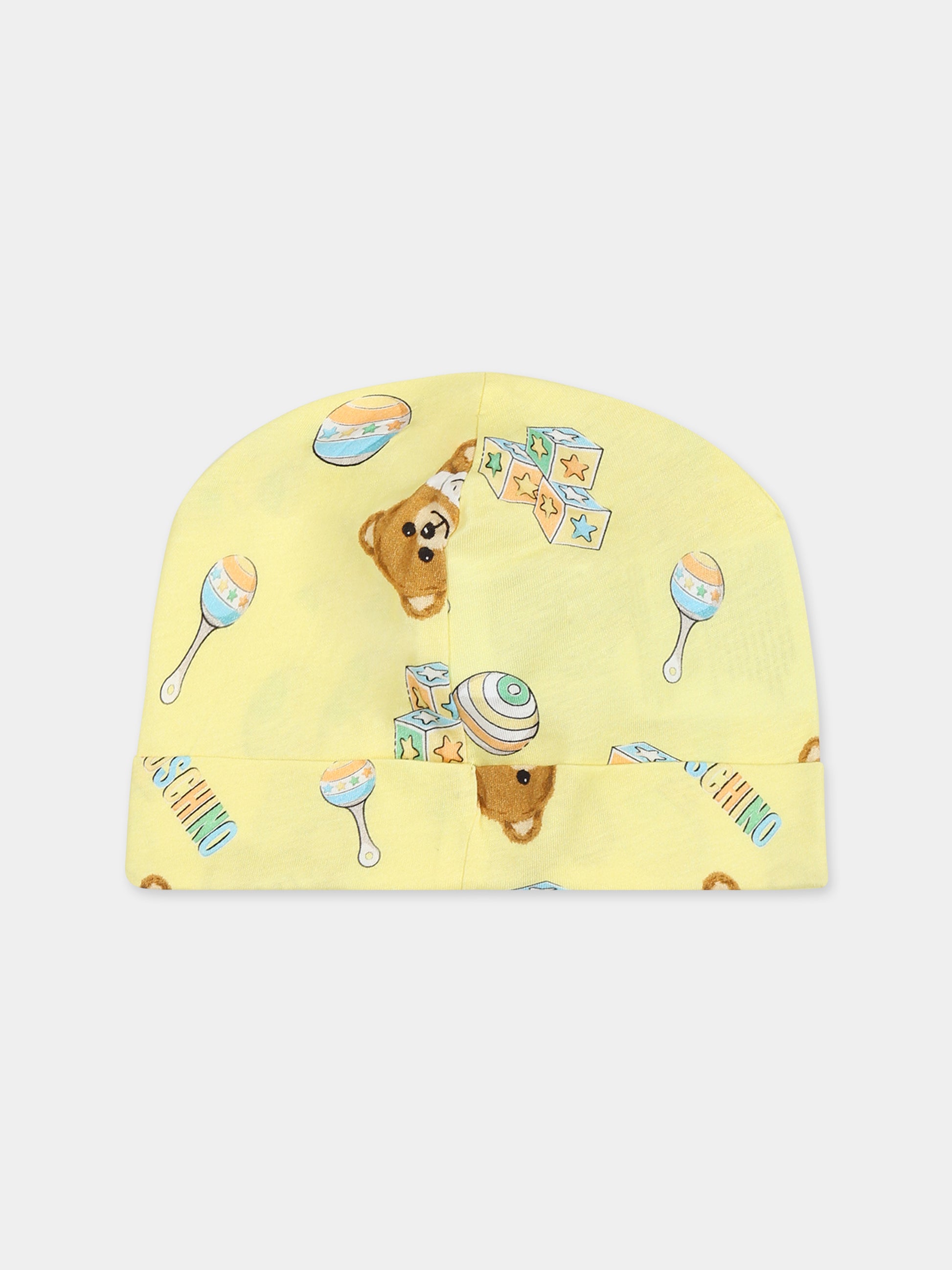 Set giallo per neonati con Teddy Bear e logo,Moschino Kids,MMY03I LCA19 50230