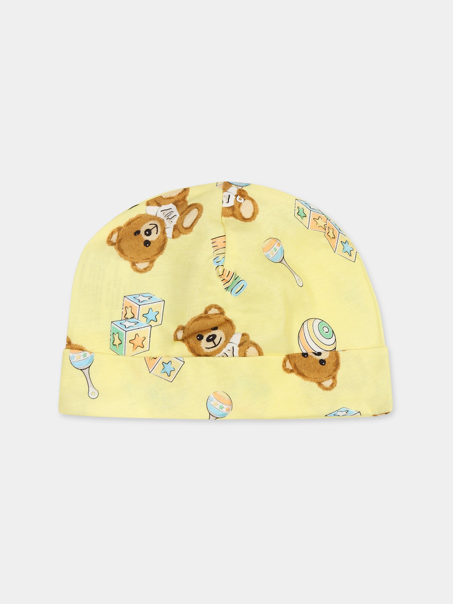 Set giallo per neonati con Teddy Bear e logo,Moschino Kids,MMY03I LCA19 50230
