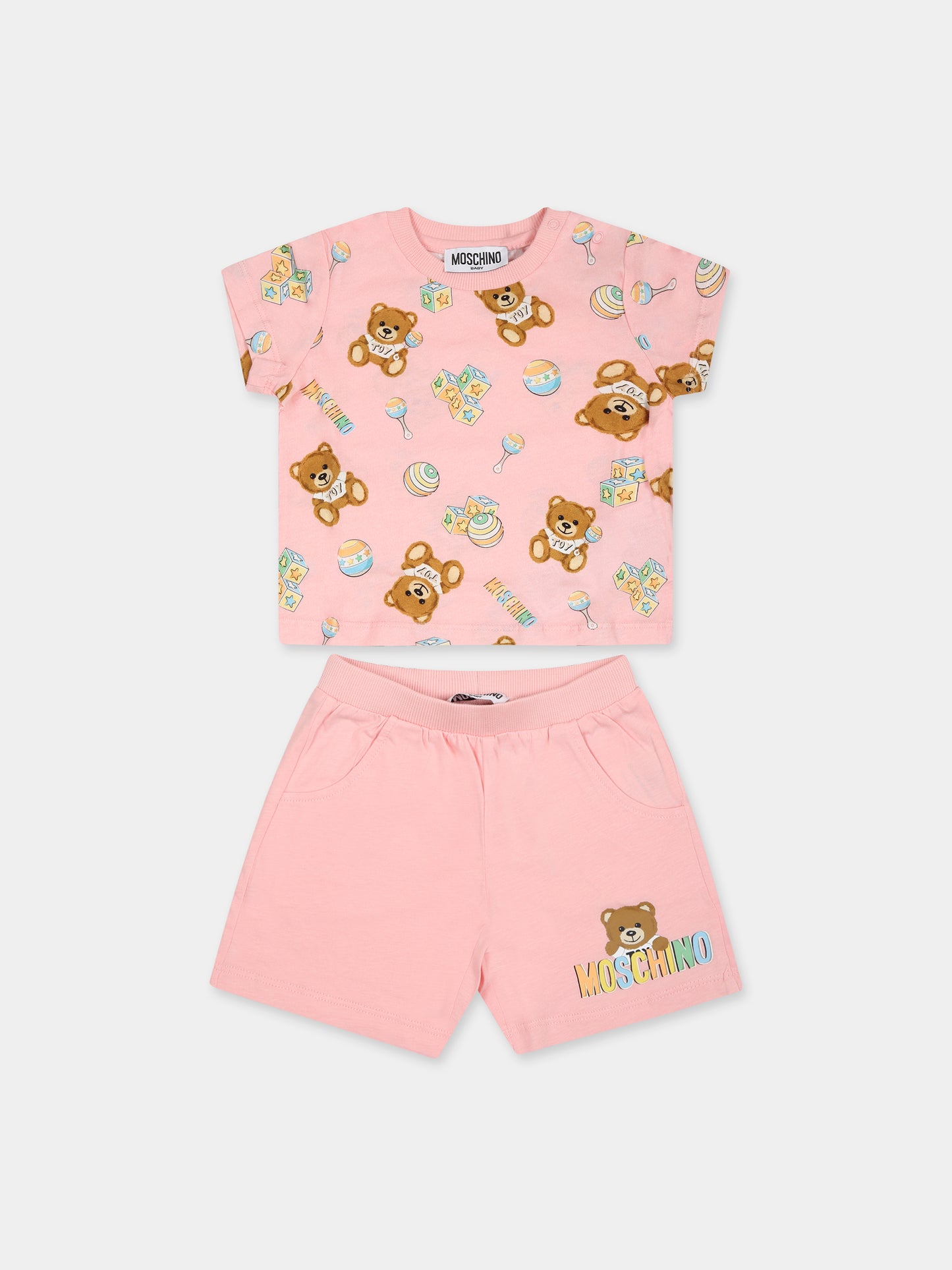 Completo rosa per neonata con Teddy Bear,Moschino Kids,MQG003 LAB59 84485