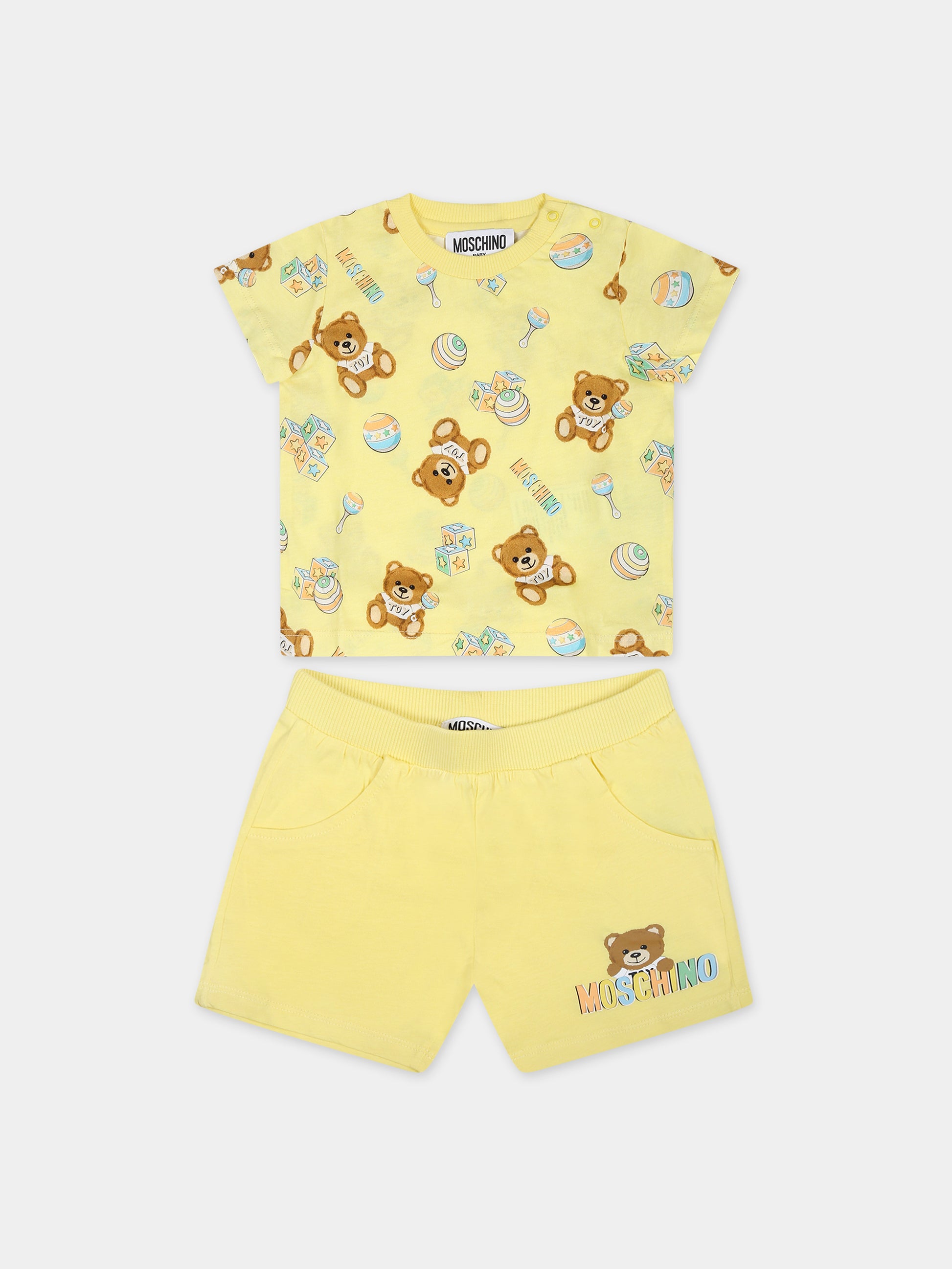 Completo giallo per neonati con Teddy Bear,Moschino Kids,MQG003 LAB59 84490