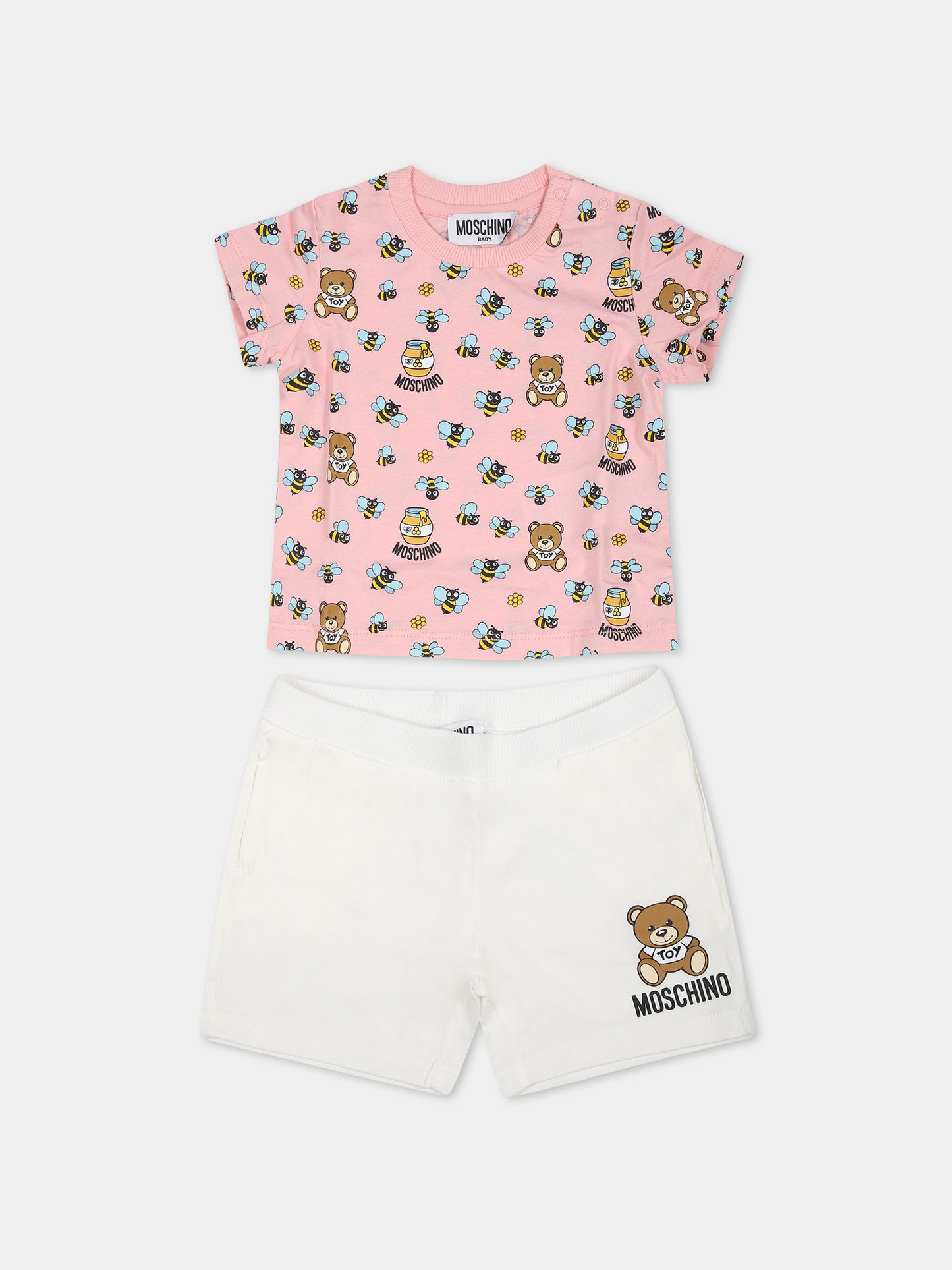 Completo rosa per neonata con Teddy Bear,Moschino Kids,MQG00M LAB60 84618