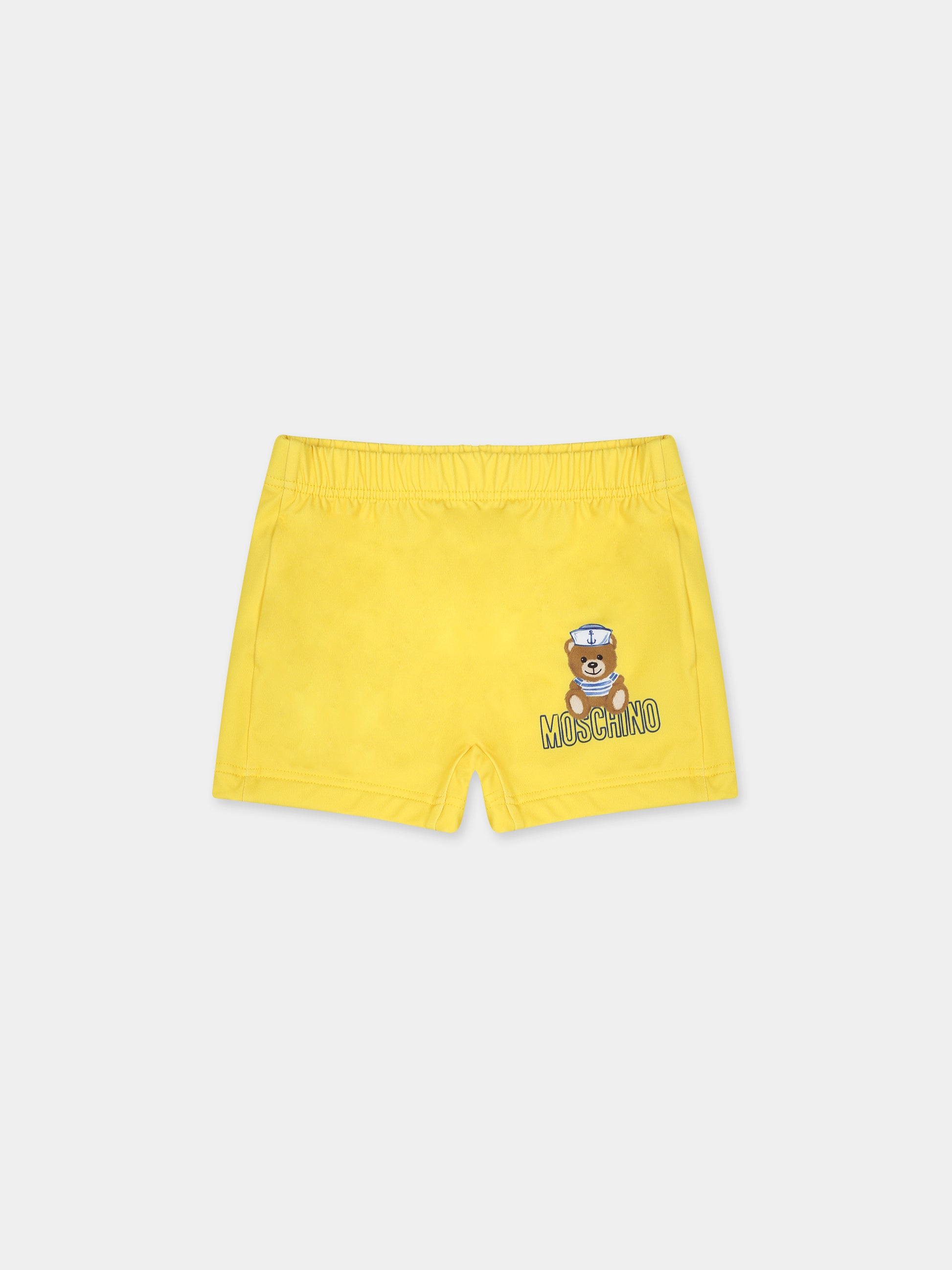 Boxer mare gialli per neonato con Teddy bear e logo,Moschino Kids,MSL006 LKA00 50162