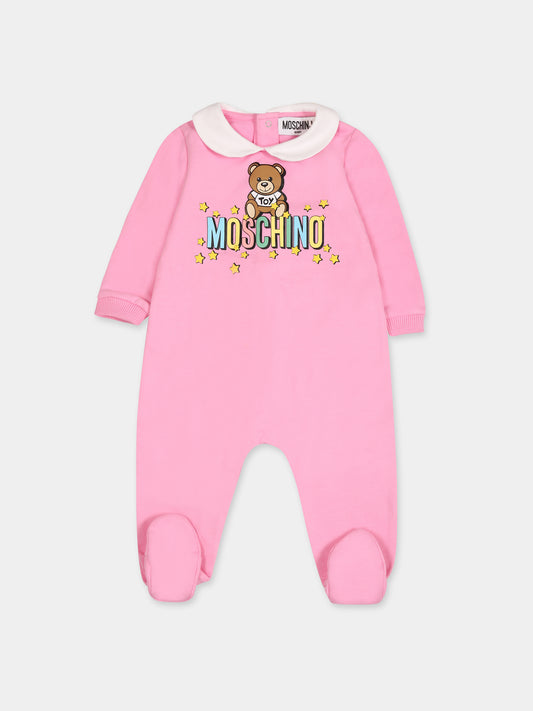 Tutina rosa per neonata con Teddy Bear,Moschino Kids,MSY037 LCA51 51473