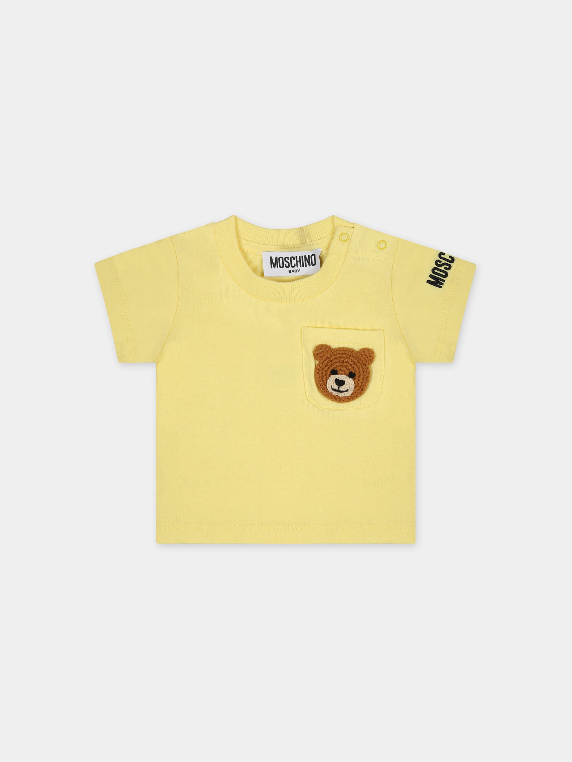 T-shirt gialla per neonati con Teddy Bear,Moschino Kids,MUM03A LAA24 50230