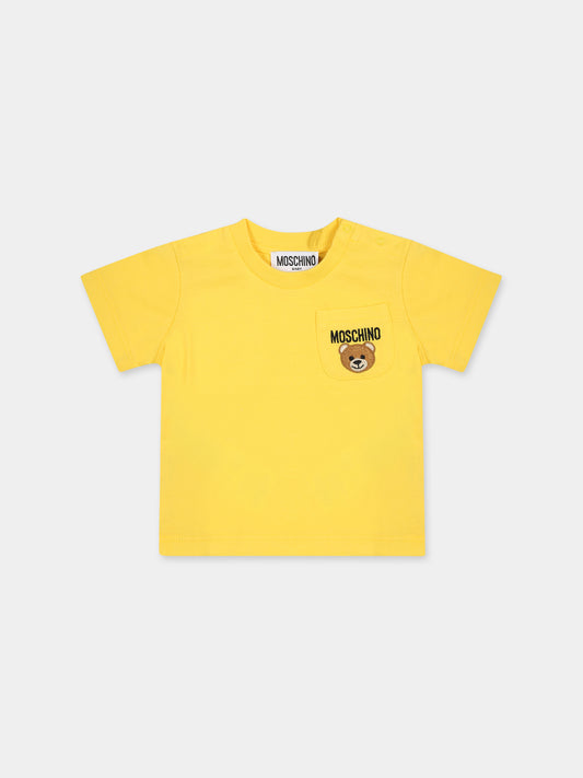 T-shirt gialla per neonati con Teddy Bear,Moschino Kids,MUM03K LAA24 50162
