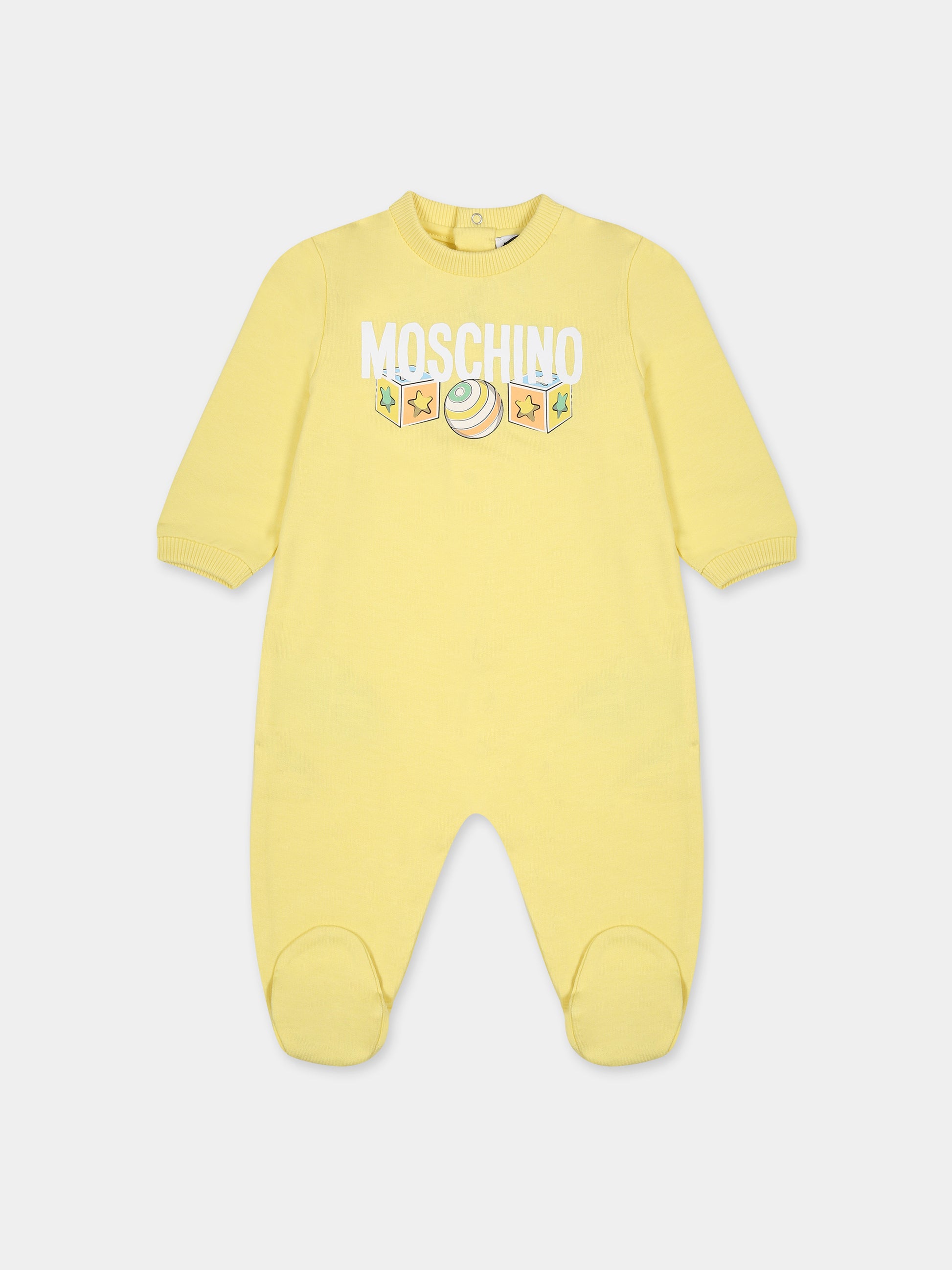 Tutina gialla per neonati con logo,Moschino Kids,MUT03C LCA19 50230