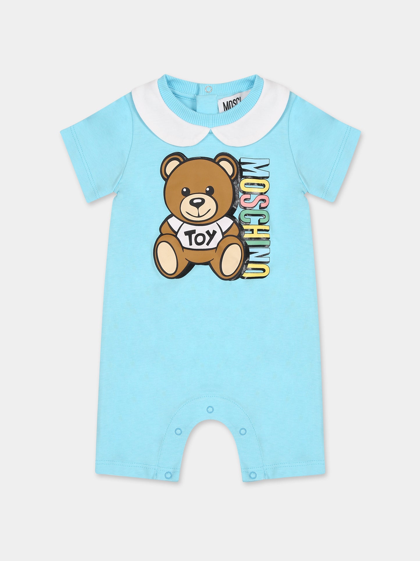 Set celeste per neonato con Teddy Bear e  logo,Moschino Kids,MUY04S LAA27 41020