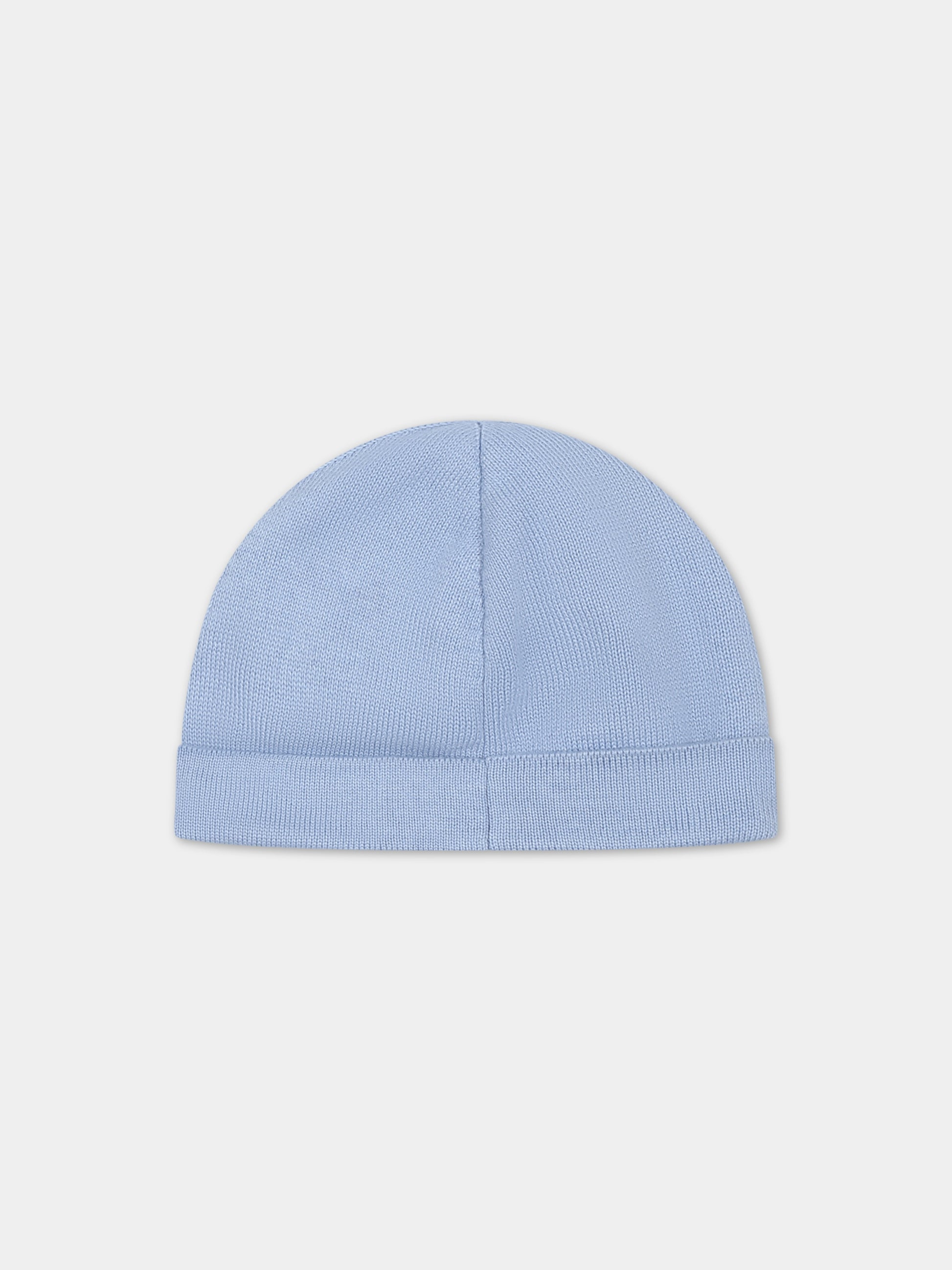 Cappello celeste per neonati con logo,Balmain Kids,BS0P47 X0006 608