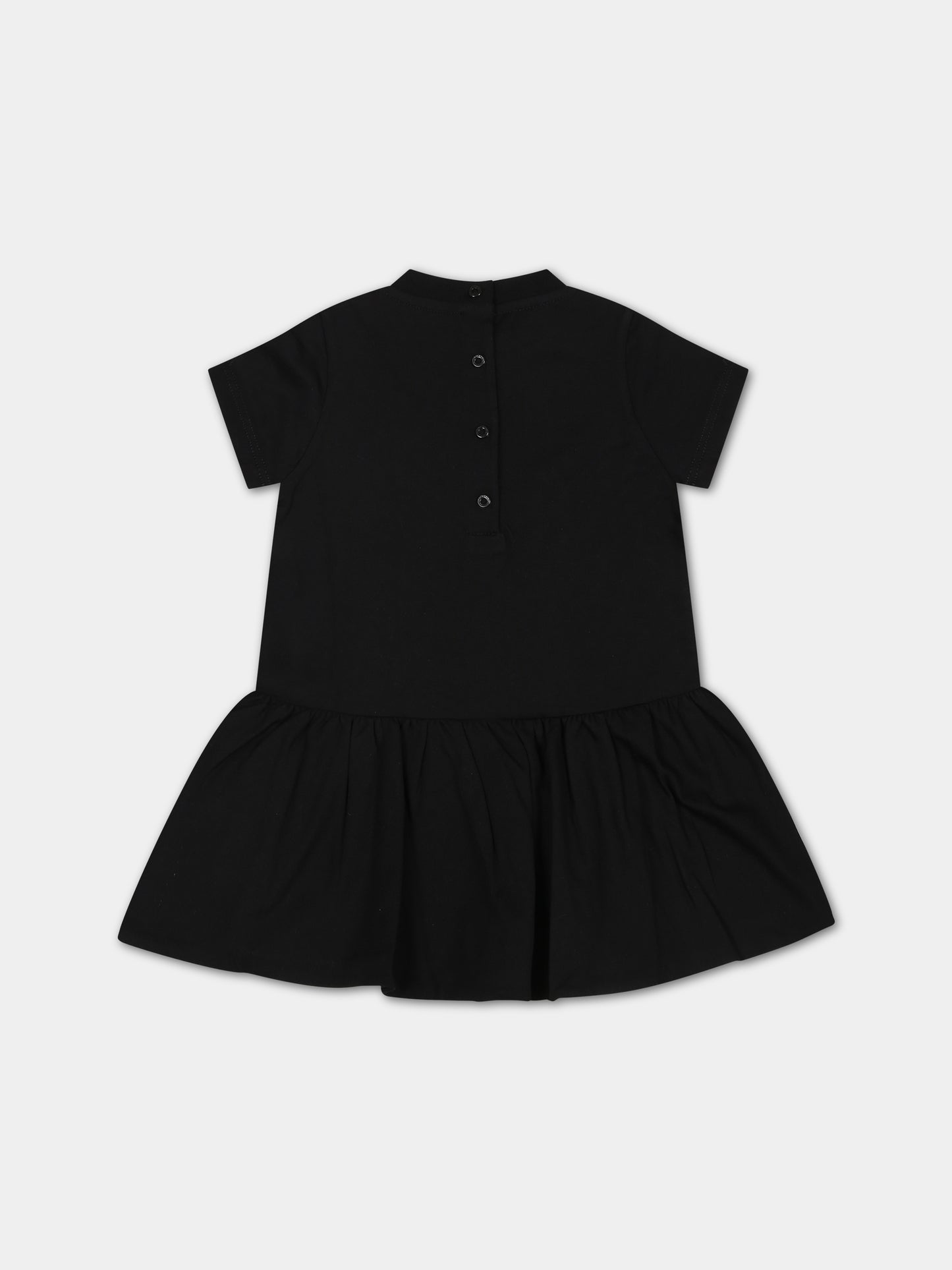 Vestito nero per neonata con logo,Balmain Kids,BS1021 Z0082 930