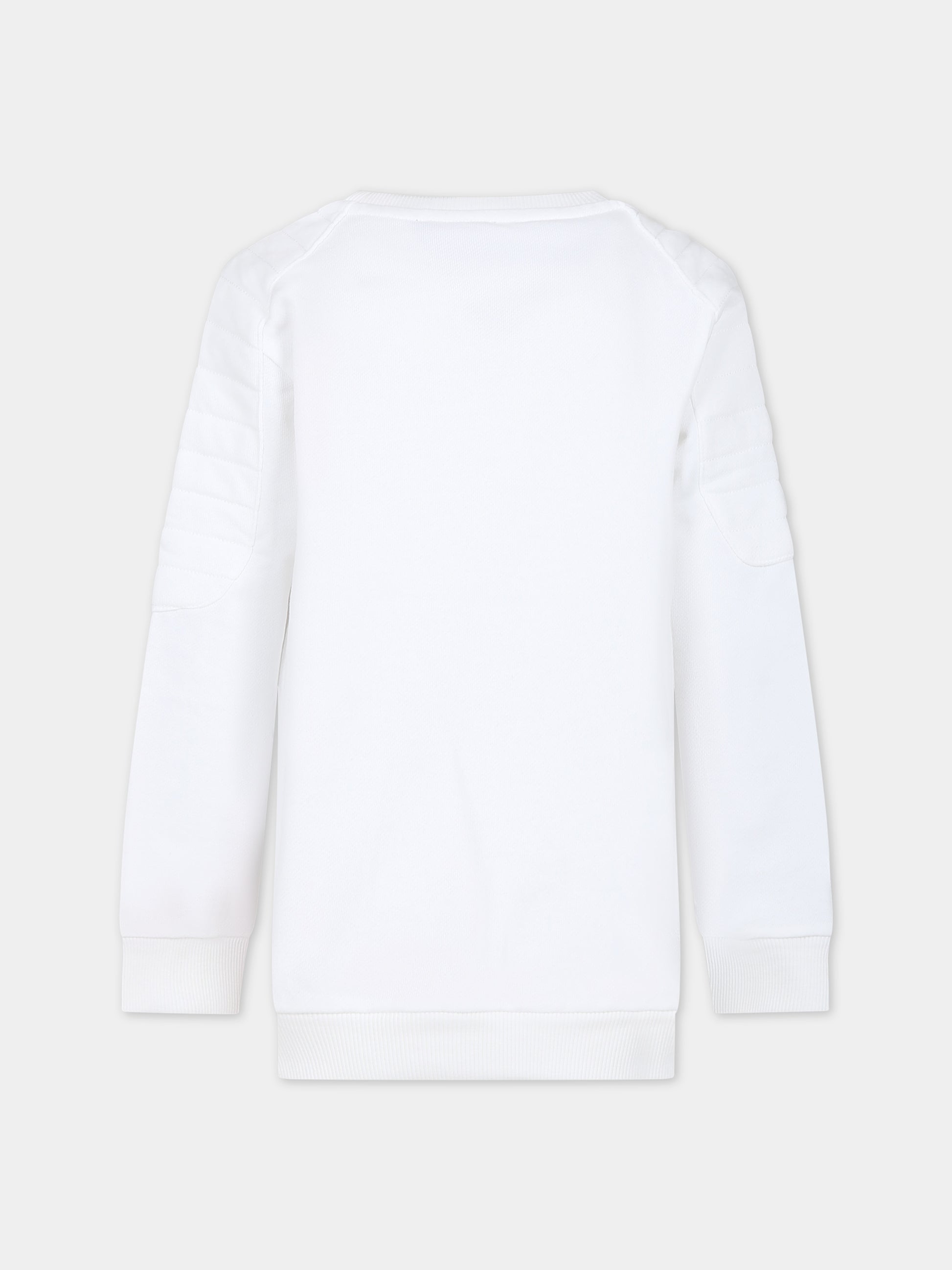 Felpa bianca per bambina con logo,Balmain Kids,BS4P10 Z0001 100NE