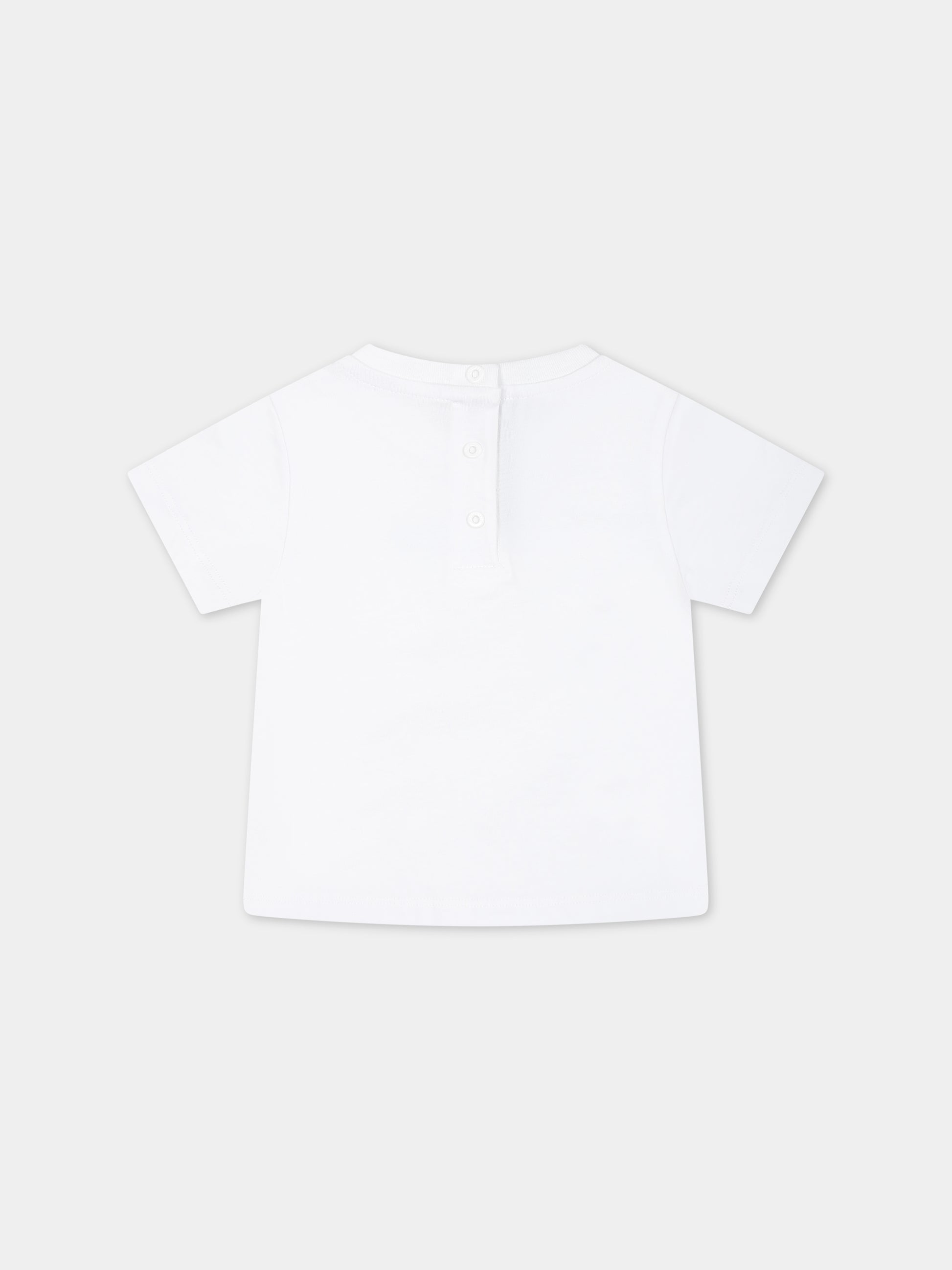 T-shirt bianca per neonati con logo,Balmain Kids,BS8571 Z0082 100NE