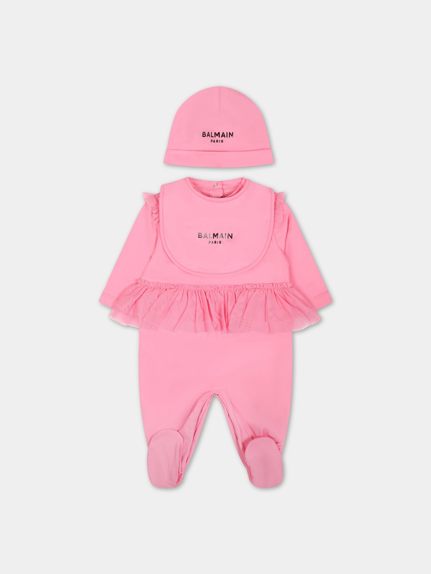 Set rosa per neonata con logo,Balmain Kids,BSB010 Z0082 550