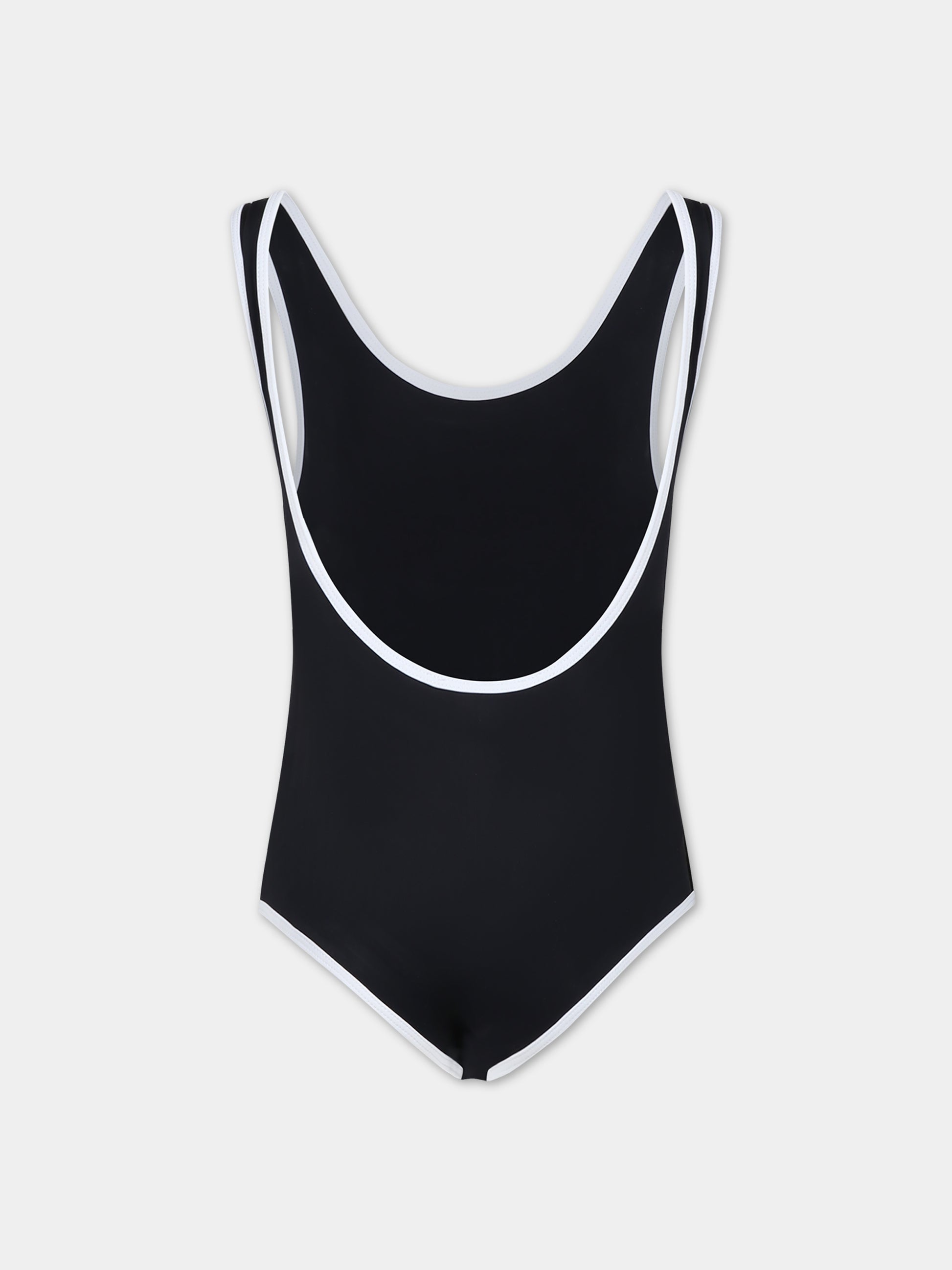 Costume nero per bambina con logo,Balmain Kids,BSCA89 Z1172 930BC