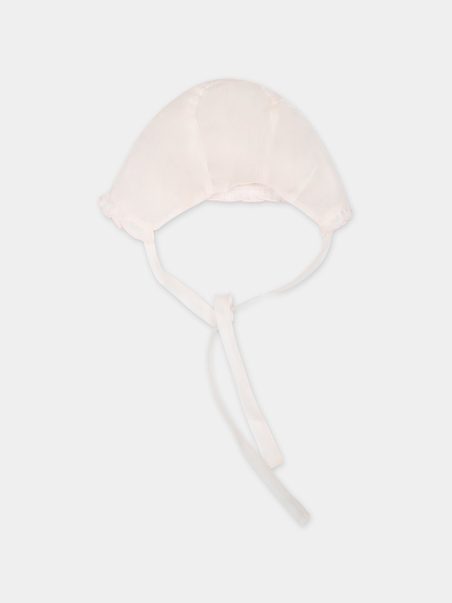 Cuffia rosa per neonata con rouche,La Stupenderia,CBCP56O23