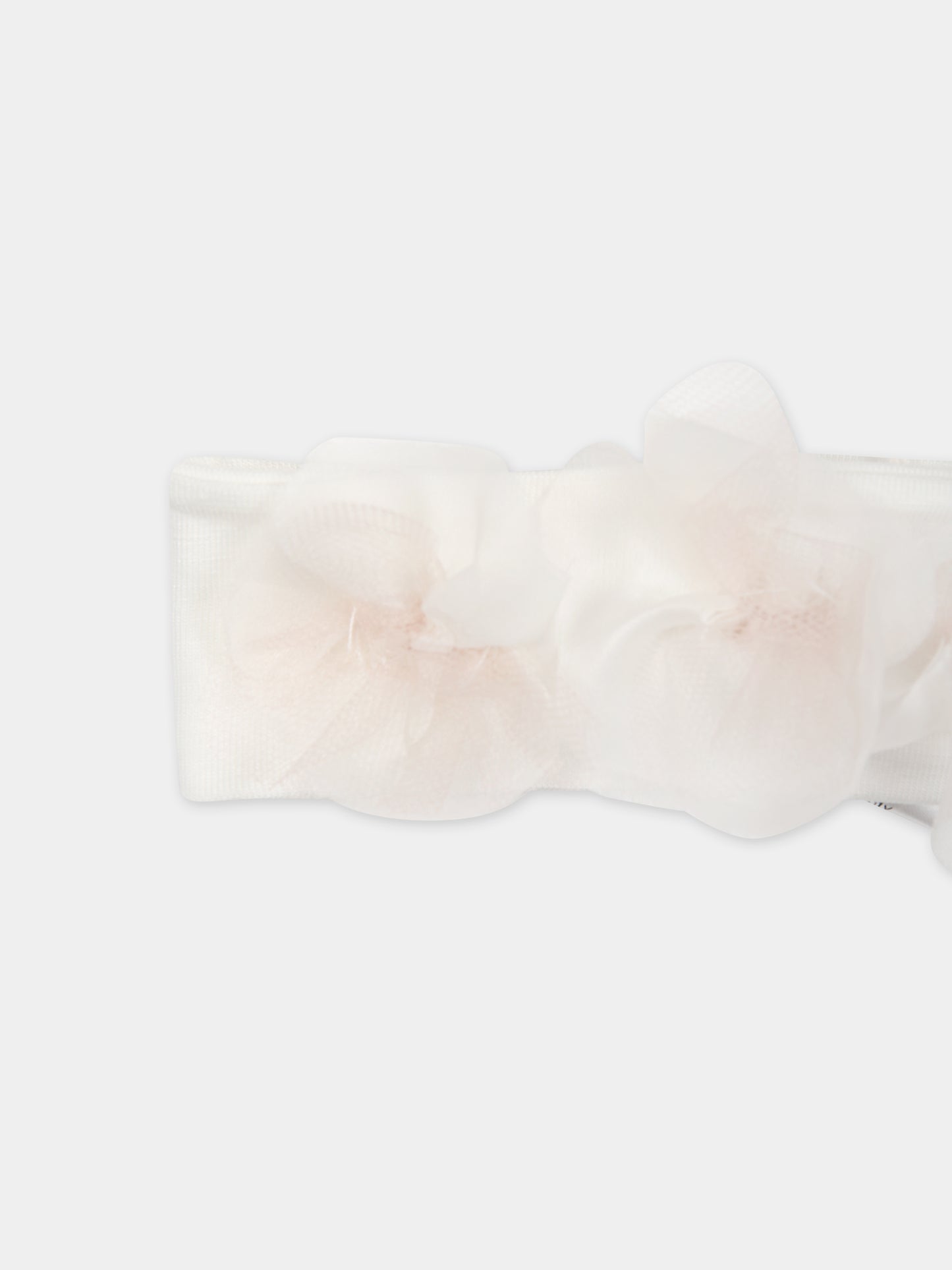 Fascia bianca per neonata con fiori,La Stupenderia,ABFA62PIN