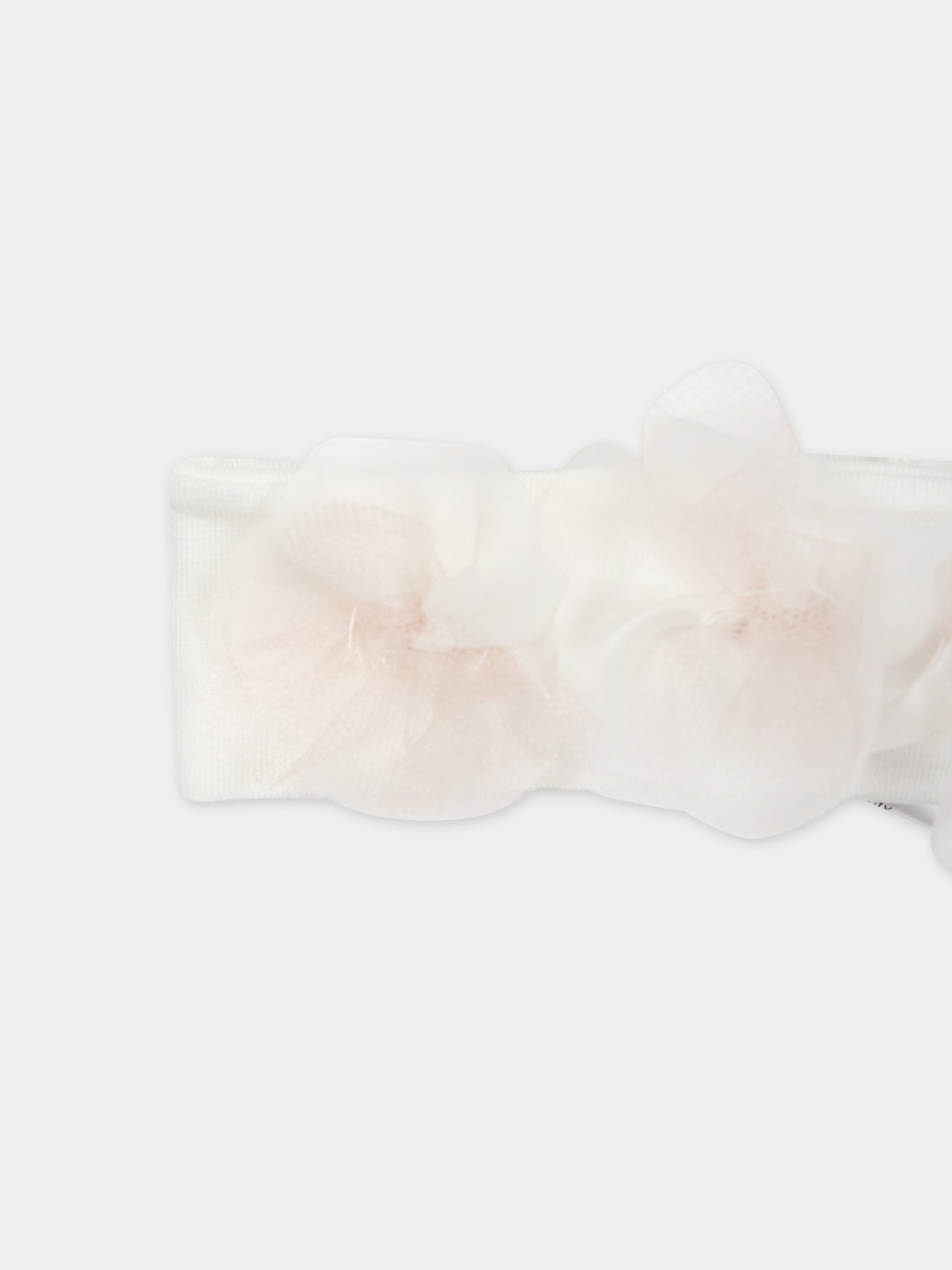 Fascia bianca per neonata con fiori,La Stupenderia,ABFA62PIN