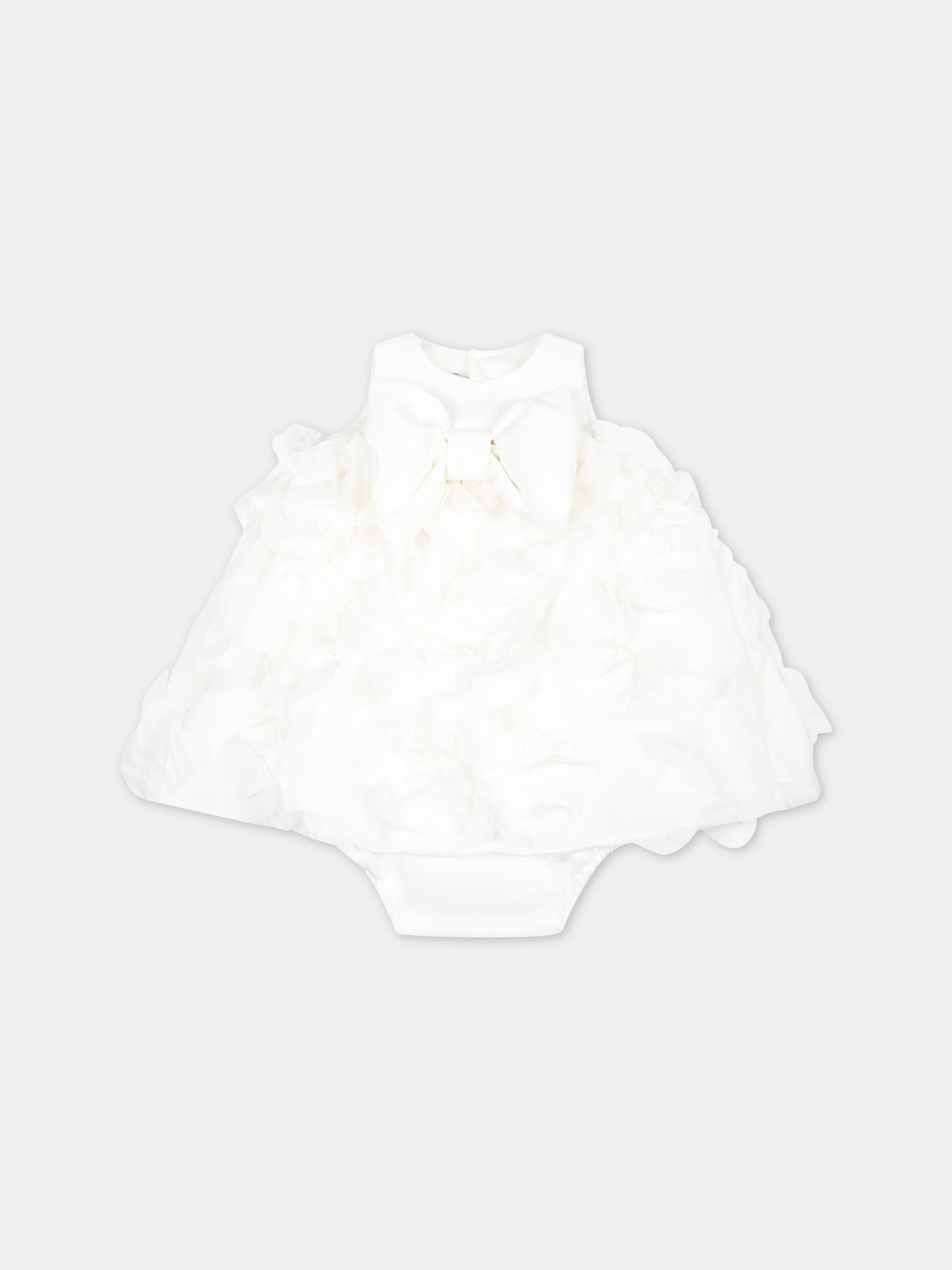 Vestito bianco per neonata con fiocco,La Stupenderia,CBAB54X23
